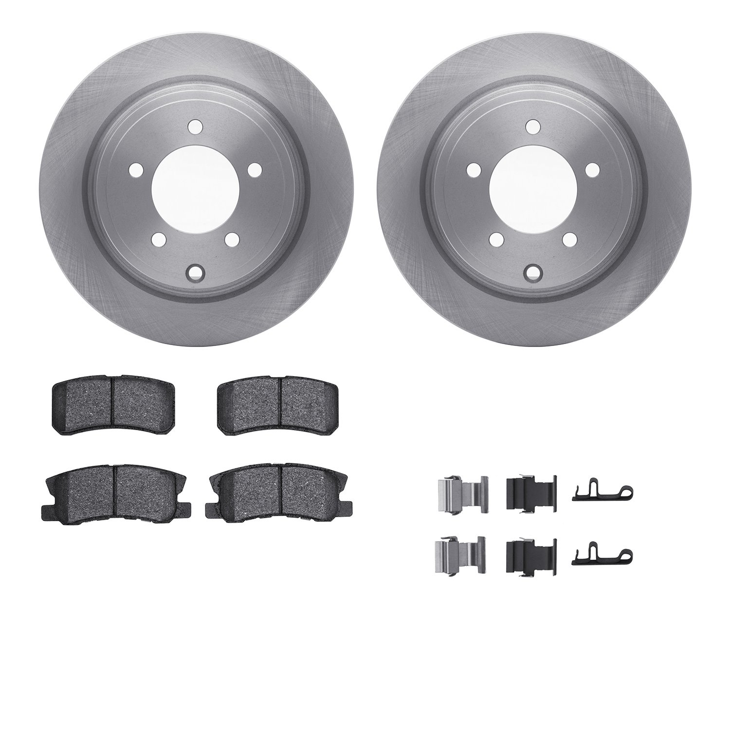 6312-39027 Brake Rotors with 3000-Series Ceramic Brake Pads Kit with Hardware, 2007-2017 Multiple Makes/Models, Position: Rear