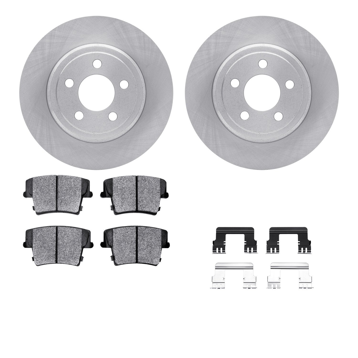 6312-39036 Brake Rotors with 3000-Series Ceramic Brake Pads Kit with Hardware, Fits Select Mopar, Position: Rear