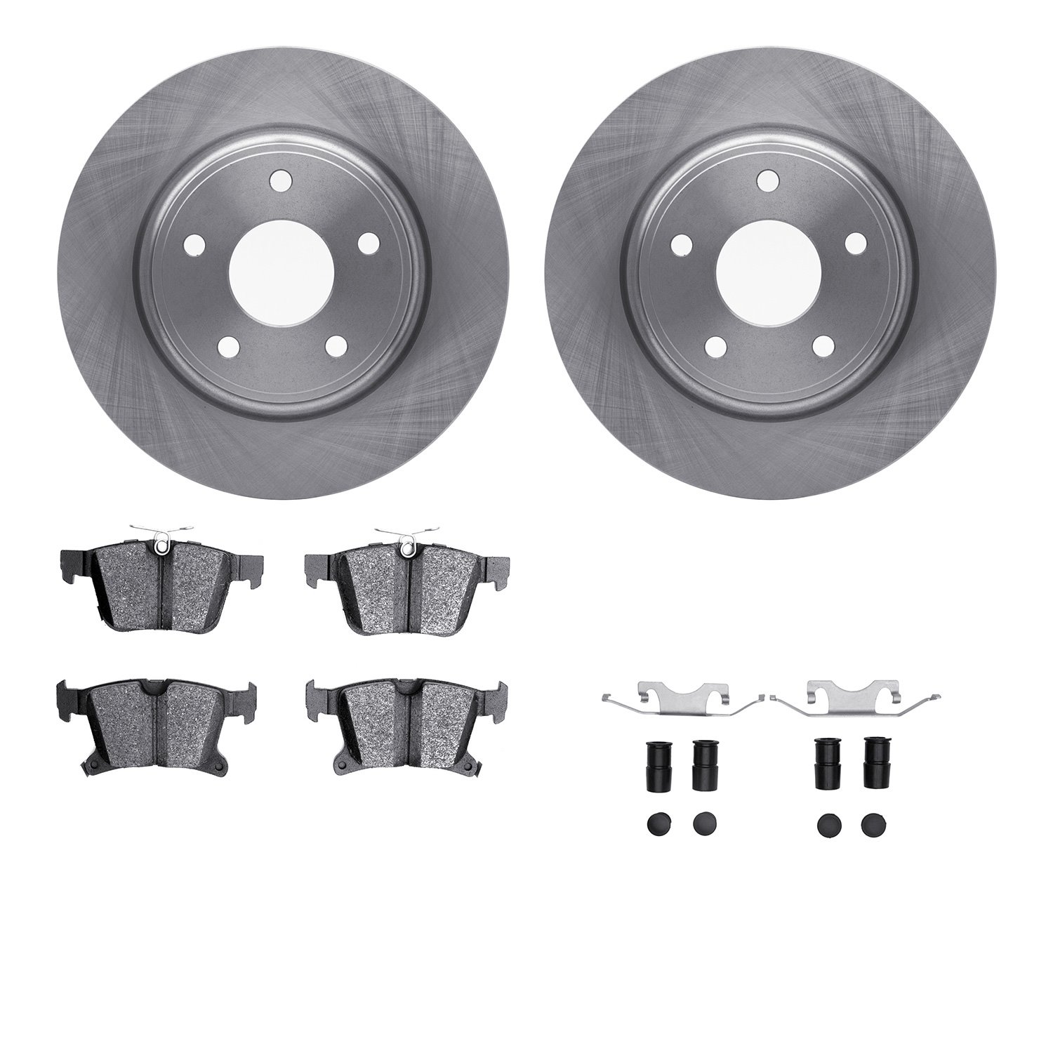 6312-39045 Brake Rotors with 3000-Series Ceramic Brake Pads Kit with Hardware, Fits Select Mopar, Position: Rear