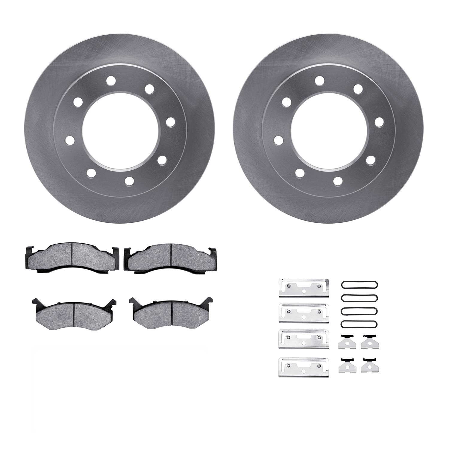 6312-40012 Brake Rotors with 3000-Series Ceramic Brake Pads Kit with Hardware, 1973-1993 Mopar, Position: Front