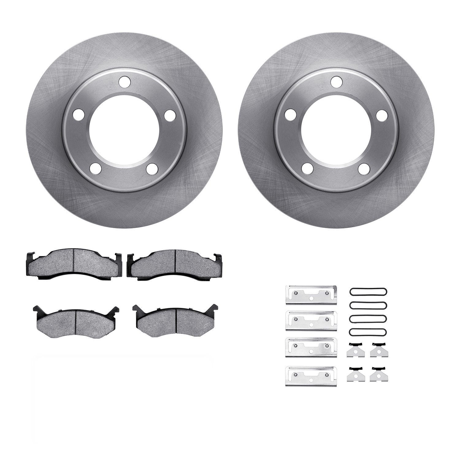 6312-40014 Brake Rotors with 3000-Series Ceramic Brake Pads Kit with Hardware, 1980-1993 Mopar, Position: Front