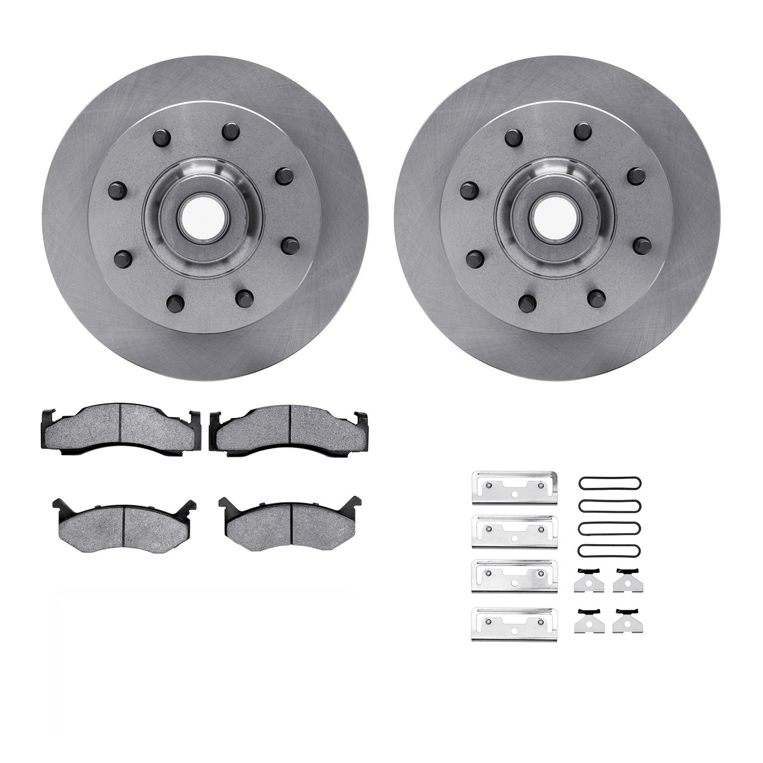 6312-40019 Brake Rotors with 3000-Series Ceramic Brake Pads Kit with Hardware, 1994-1997 Mopar, Position: Front