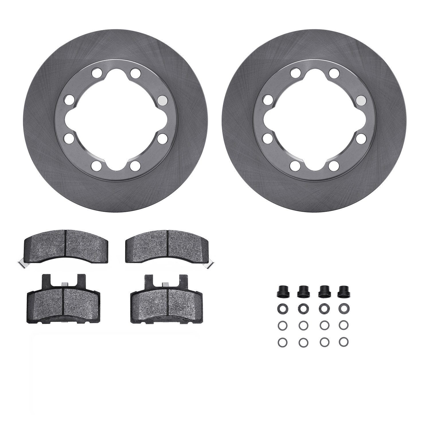 6312-40038 Brake Rotors with 3000-Series Ceramic Brake Pads Kit with Hardware, 1988-2000 Multiple Makes/Models, Position: Front