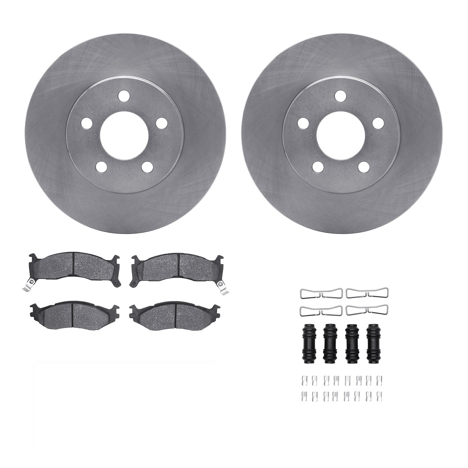 6312-40054 Brake Rotors with 3000-Series Ceramic Brake Pads Kit with Hardware, 1991-1995 Mopar, Position: Front