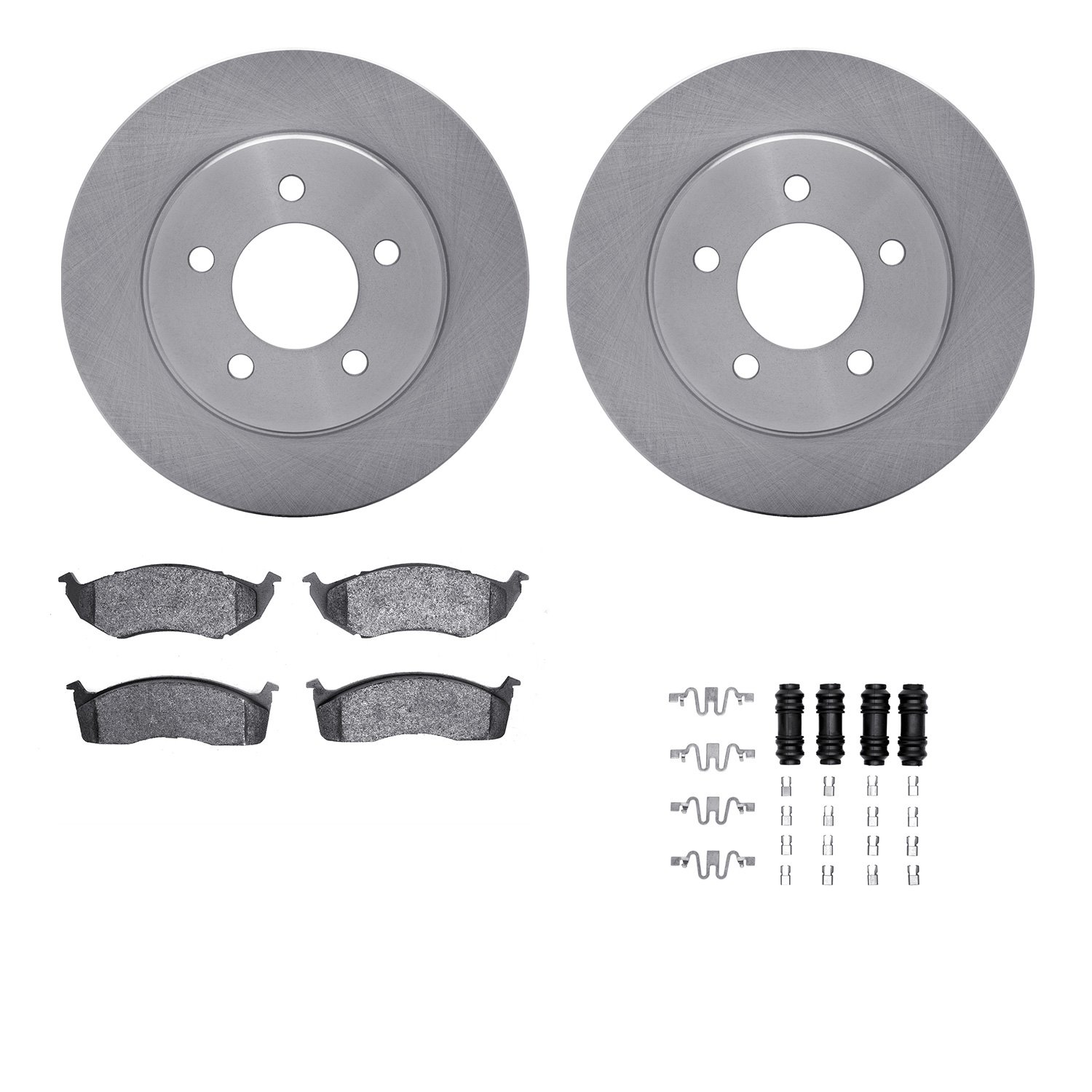 6312-40060 Brake Rotors with 3000-Series Ceramic Brake Pads Kit with Hardware, 1996-2002 Mopar, Position: Front