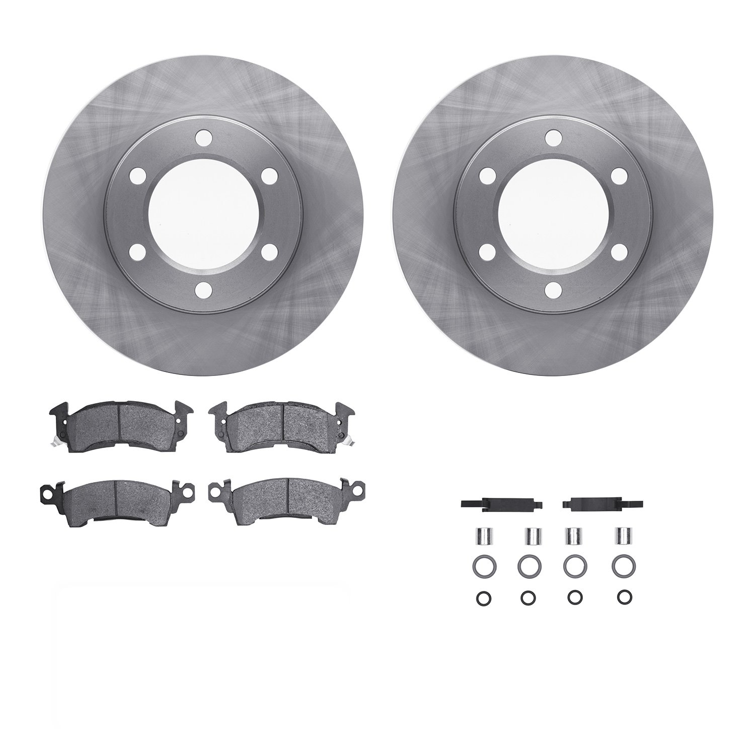 6312-42007 Brake Rotors with 3000-Series Ceramic Brake Pads Kit with Hardware, 1971-1991 Multiple Makes/Models, Position: Front