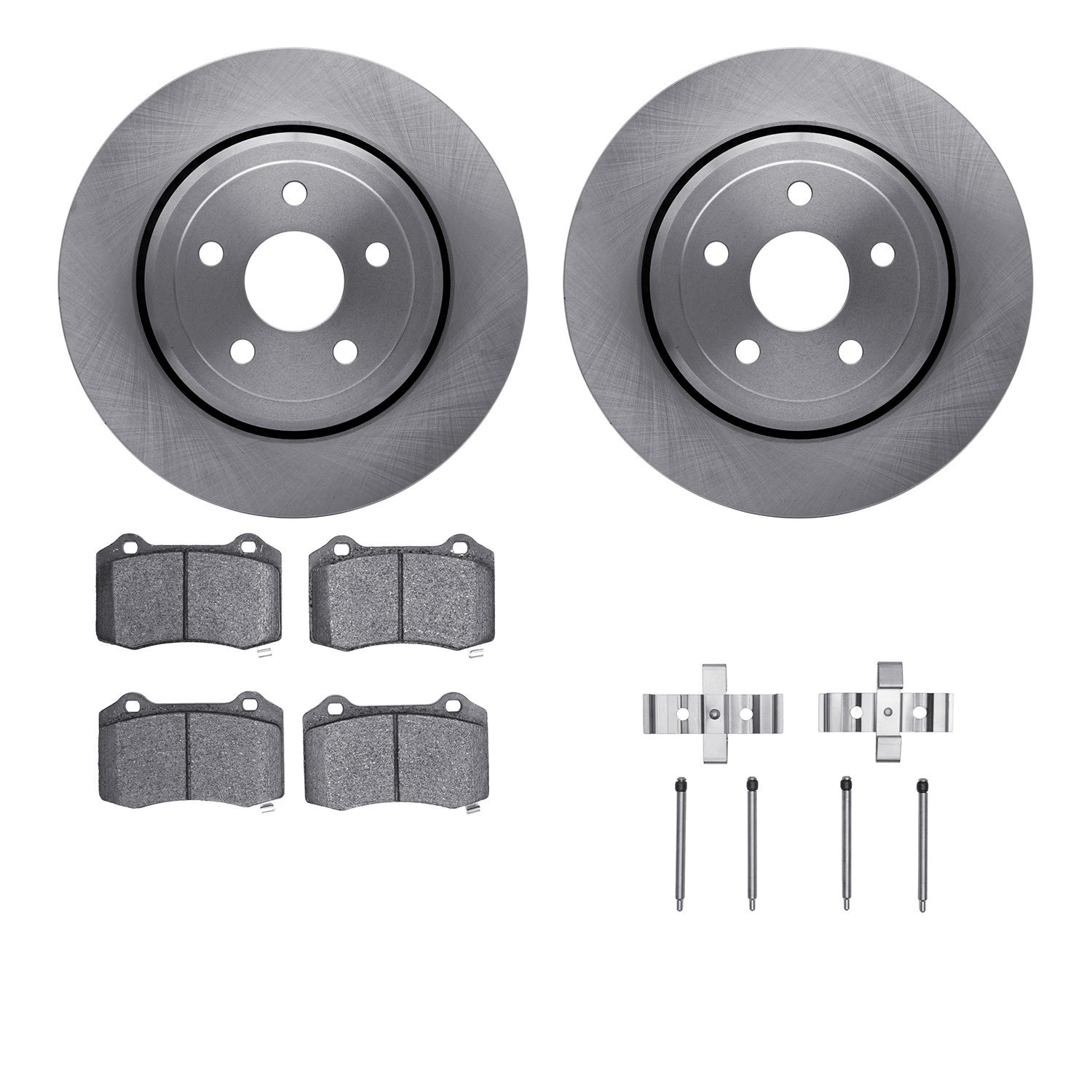 6312-42027 Brake Rotors with 3000-Series Ceramic Brake Pads Kit with Hardware, Fits Select Mopar, Position: Rear