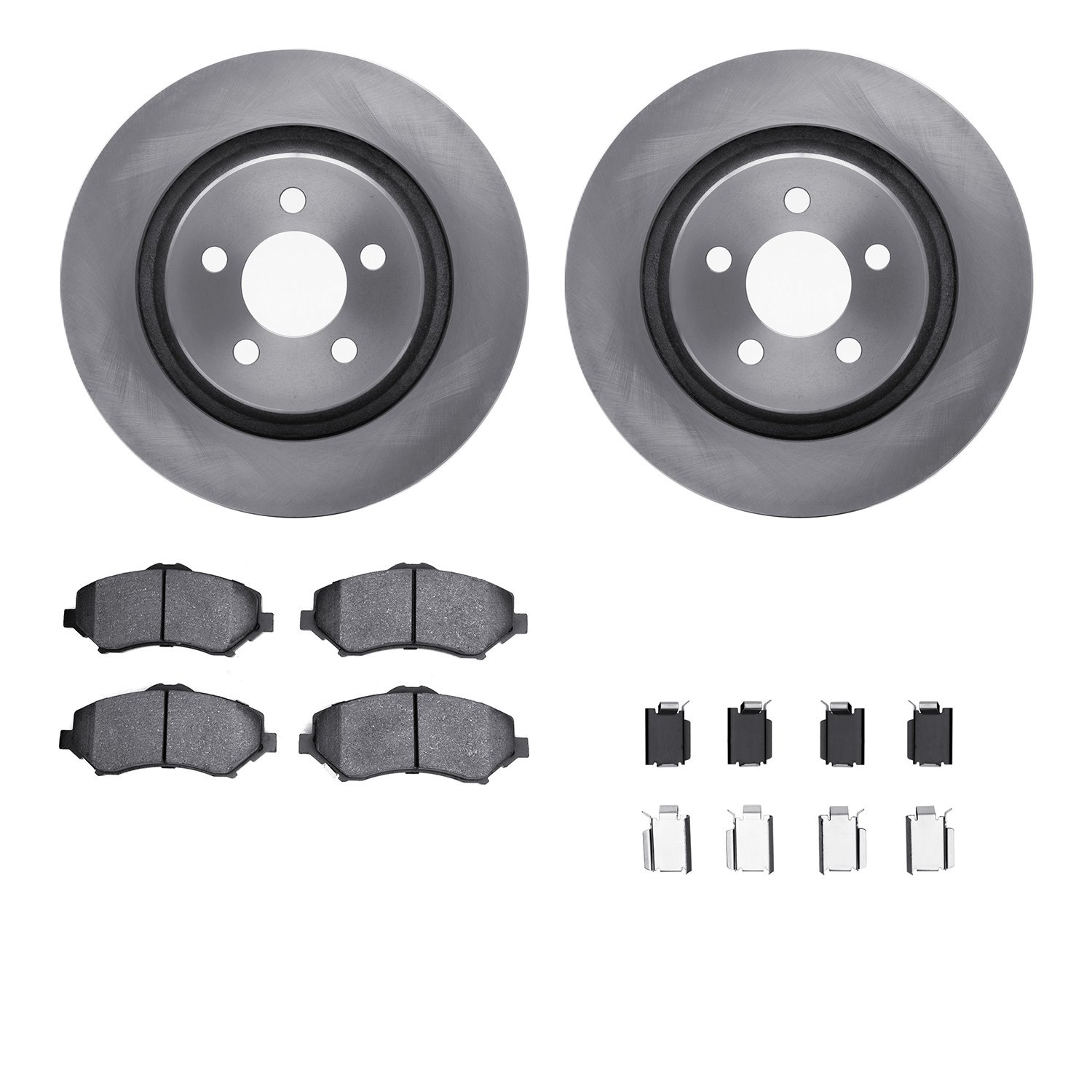 6312-42034 Brake Rotors with 3000-Series Ceramic Brake Pads Kit with Hardware, 2011-2012 Mopar, Position: Front