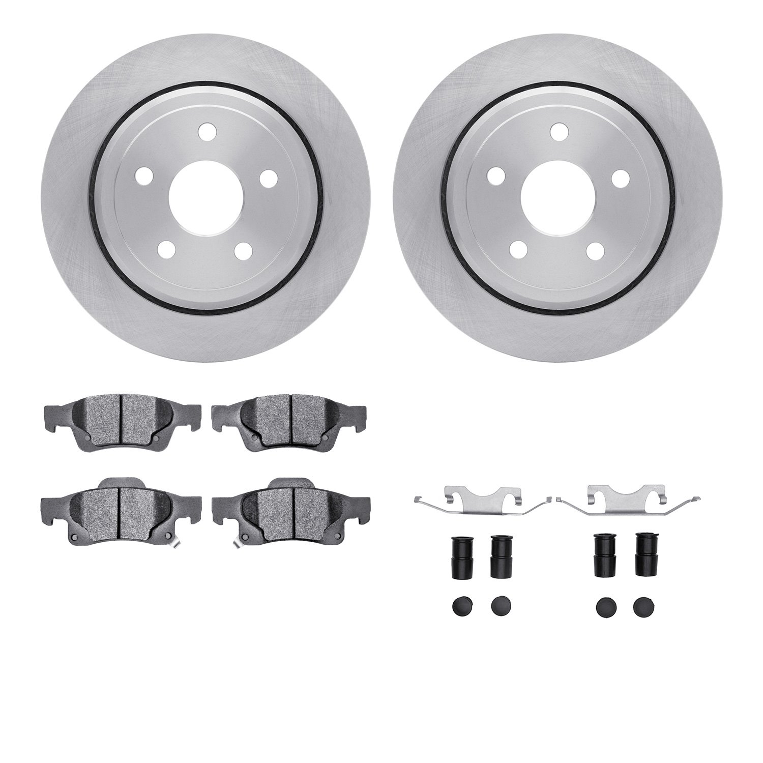 6312-42042 Brake Rotors with 3000-Series Ceramic Brake Pads Kit with Hardware, Fits Select Mopar, Position: Rear