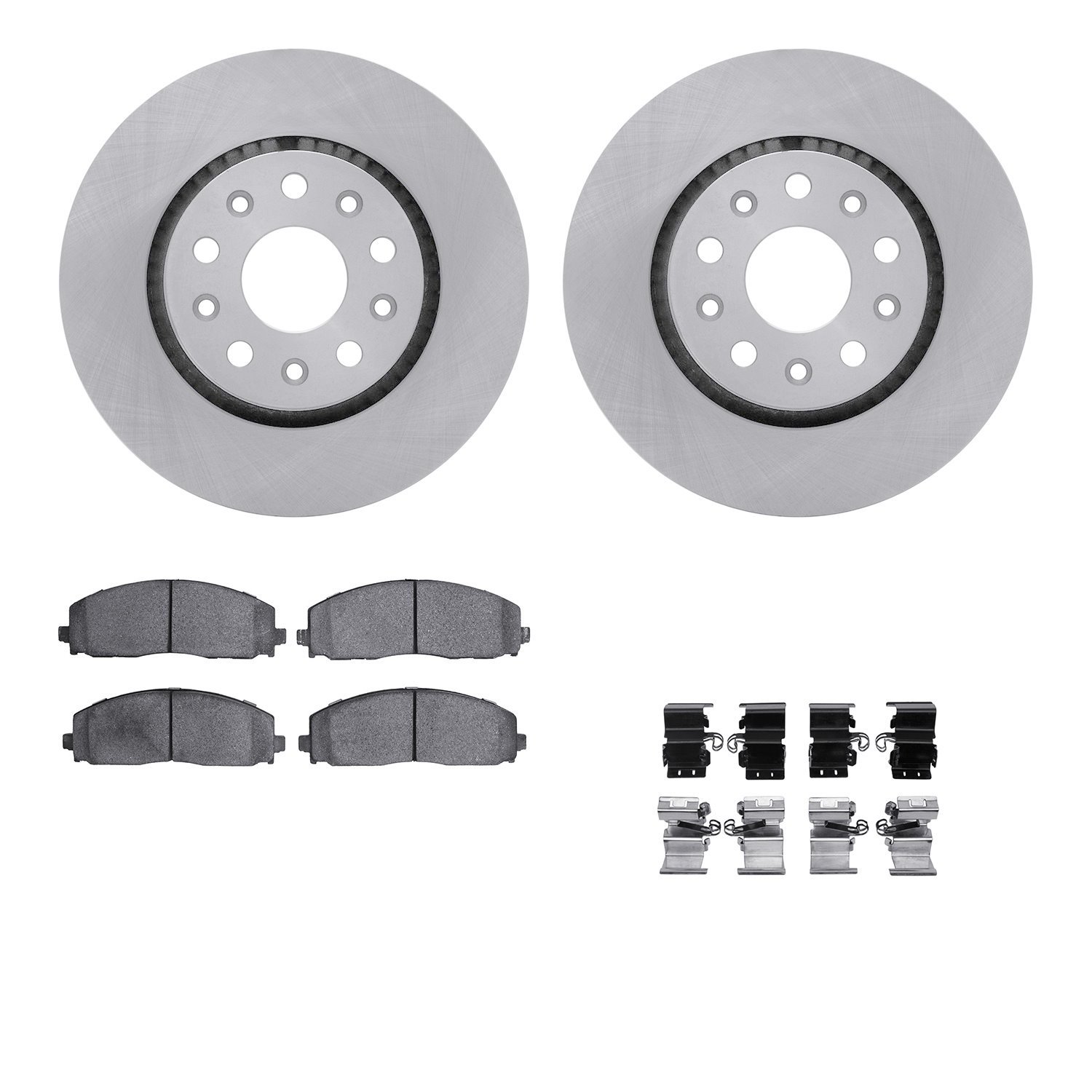 6312-42043 Brake Rotors with 3000-Series Ceramic Brake Pads Kit with Hardware, Fits Select Mopar, Position: Front