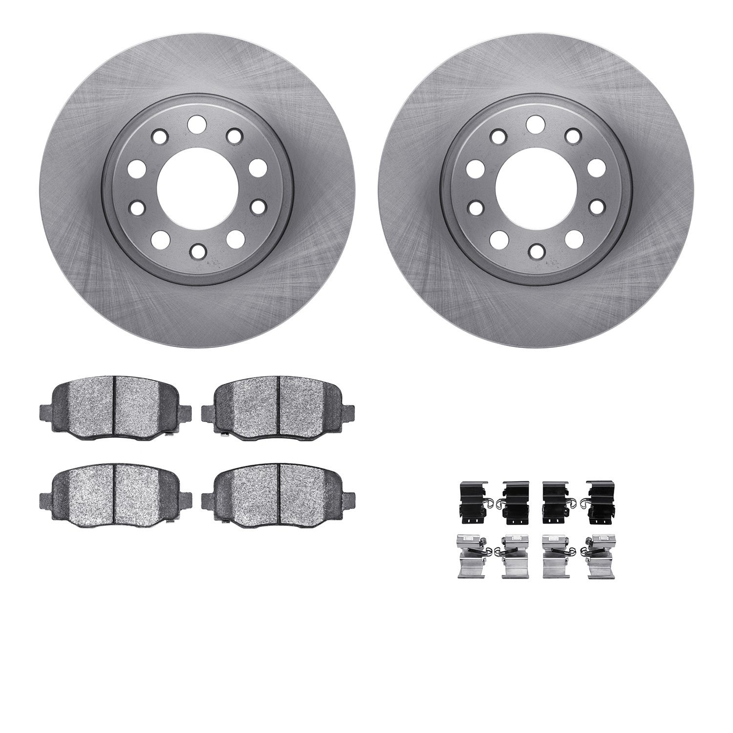 6312-42049 Brake Rotors with 3000-Series Ceramic Brake Pads Kit with Hardware, Fits Select Mopar, Position: Rear