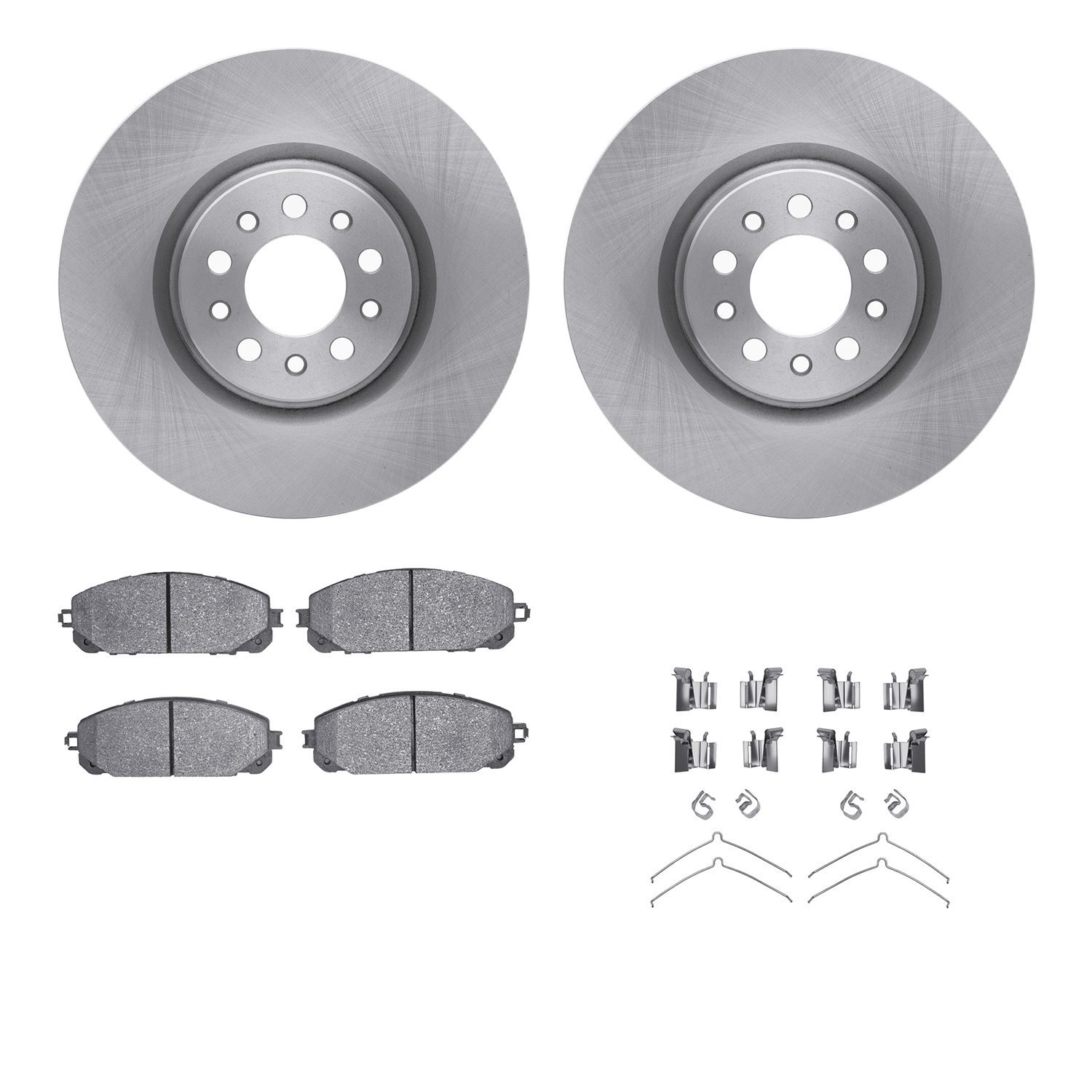 6312-42052 Brake Rotors with 3000-Series Ceramic Brake Pads Kit with Hardware, Fits Select Mopar, Position: Front