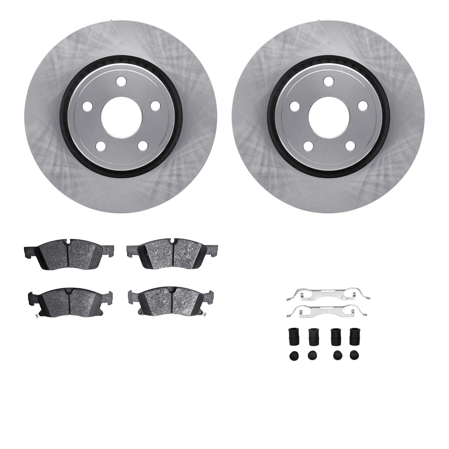 6312-42053 Brake Rotors with 3000-Series Ceramic Brake Pads Kit with Hardware, Fits Select Mopar, Position: Front