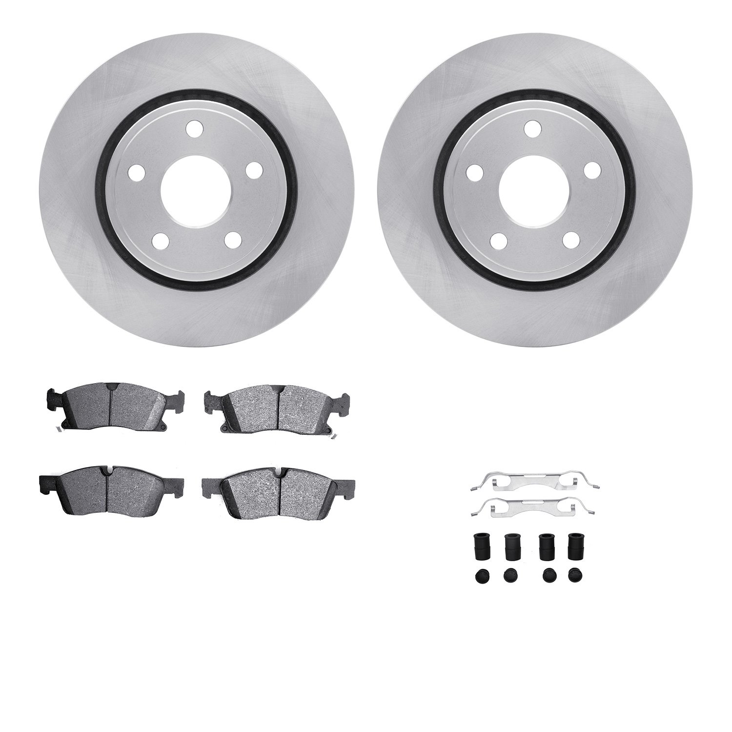 6312-42054 Brake Rotors with 3000-Series Ceramic Brake Pads Kit with Hardware, Fits Select Mopar, Position: Front