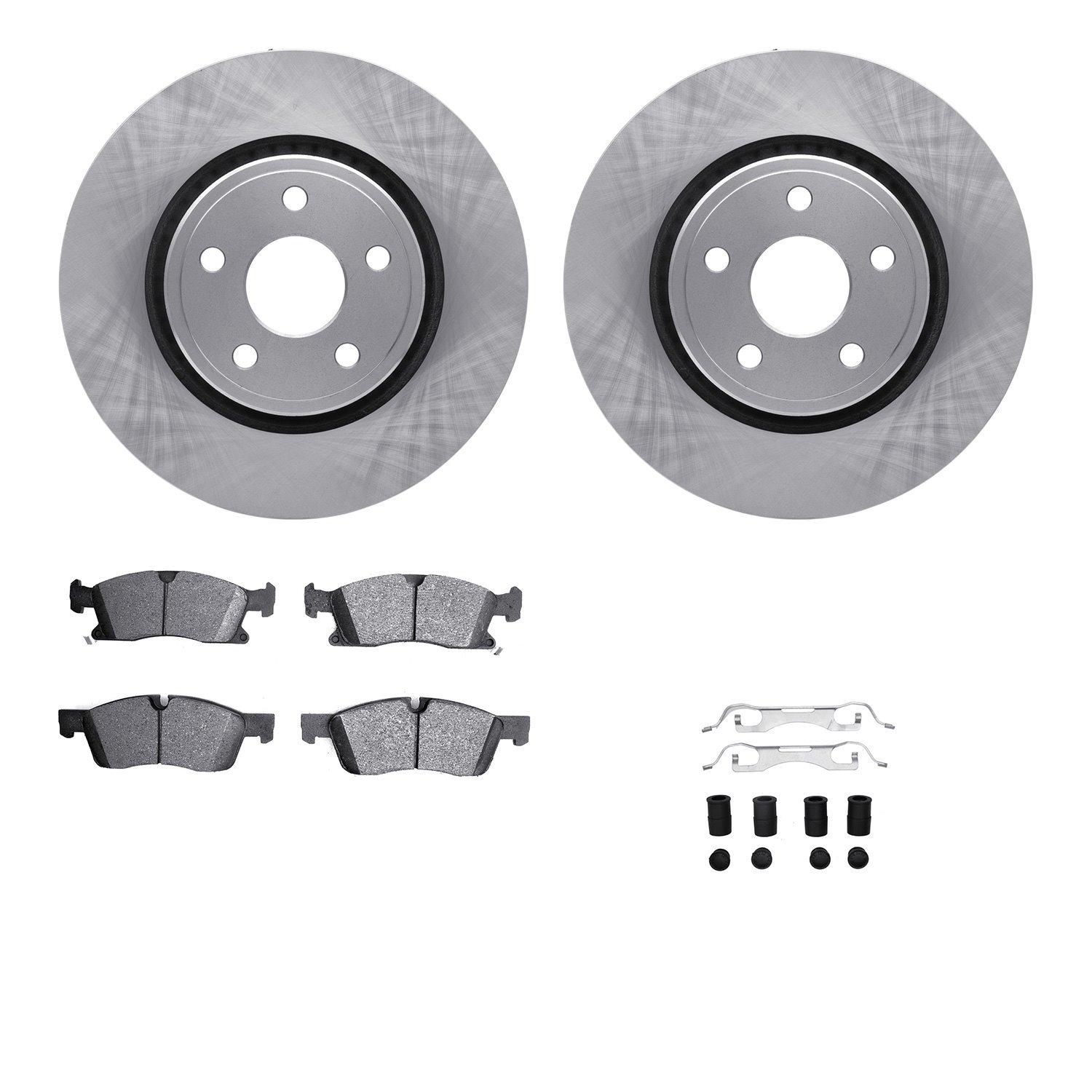 6312-42055 Brake Rotors with 3000-Series Ceramic Brake Pads Kit with Hardware, Fits Select Mopar, Position: Front