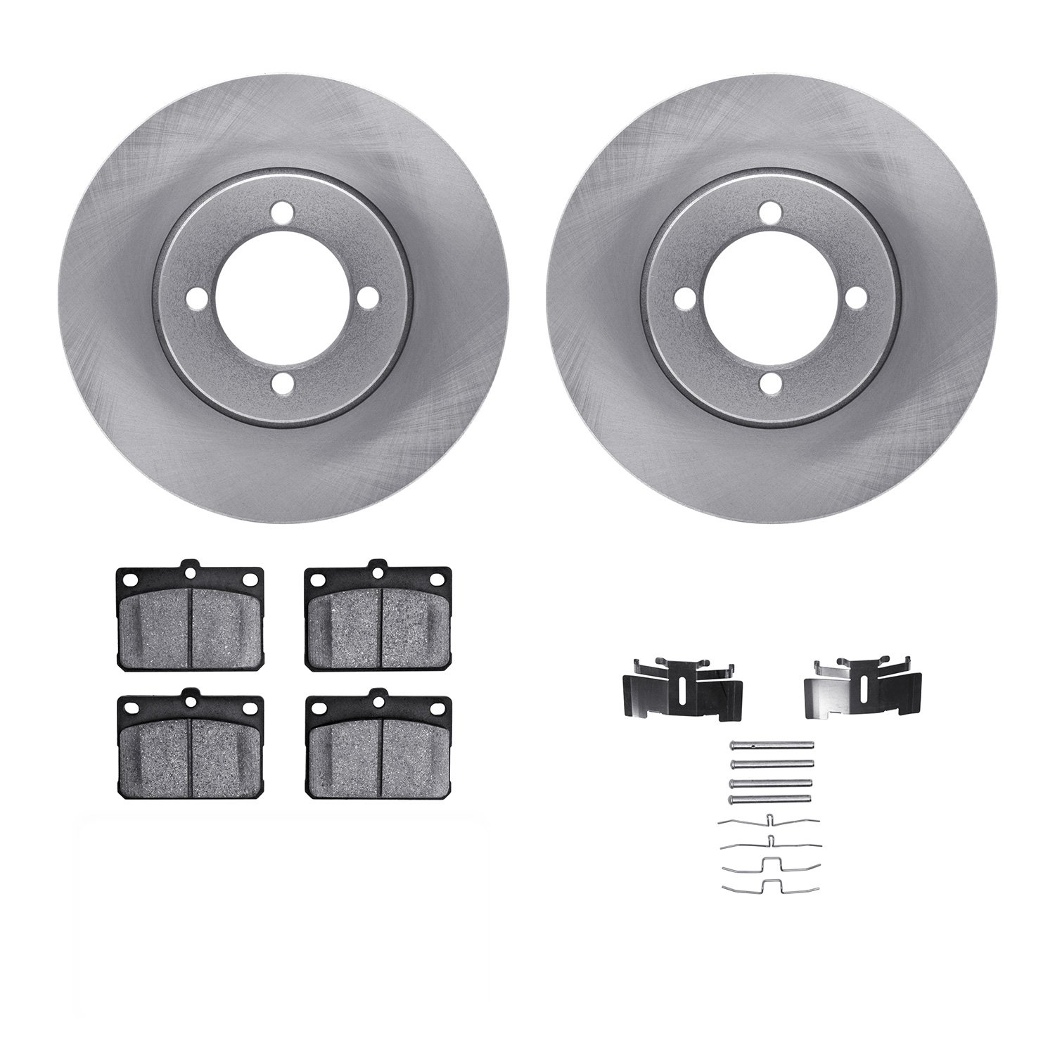 6312-43001 Brake Rotors with 3000-Series Ceramic Brake Pads Kit with Hardware, 1974-1987 Multiple Makes/Models, Position: Front