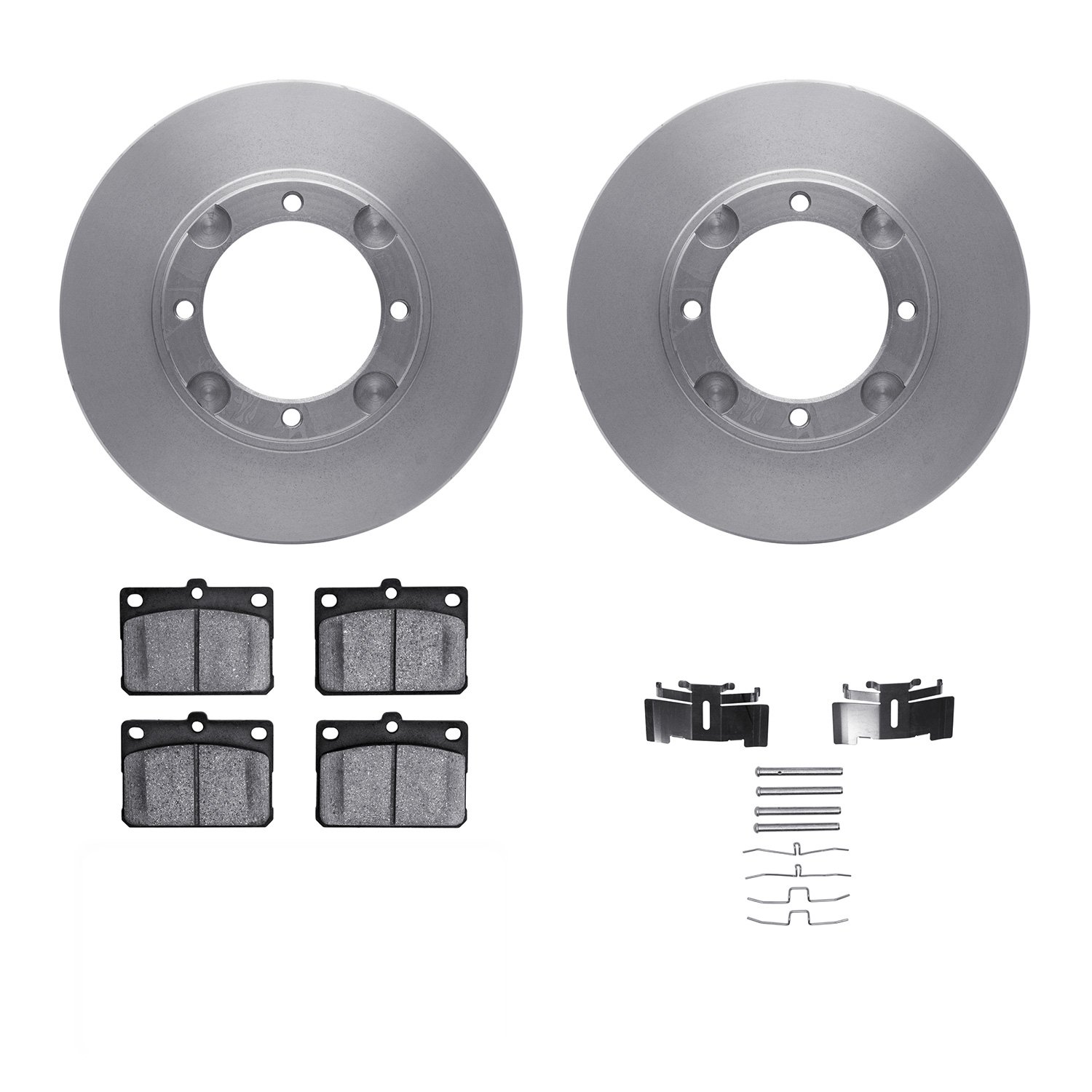 6312-43002 Brake Rotors with 3000-Series Ceramic Brake Pads Kit with Hardware, 1979-1987 Multiple Makes/Models, Position: Front