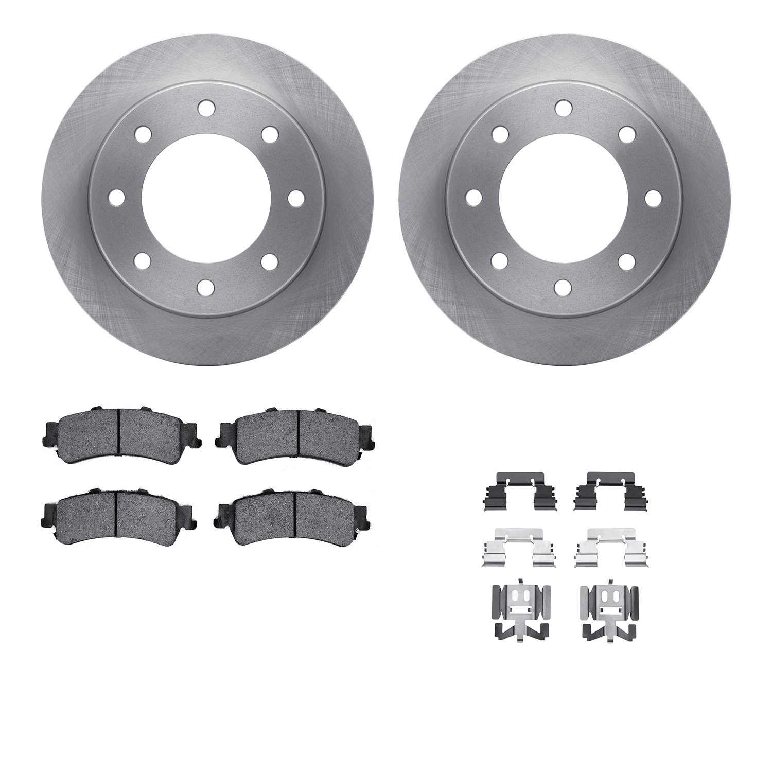 6312-46023 Brake Rotors with 3000-Series Ceramic Brake Pads Kit with Hardware, 2000-2011 GM, Position: Rear