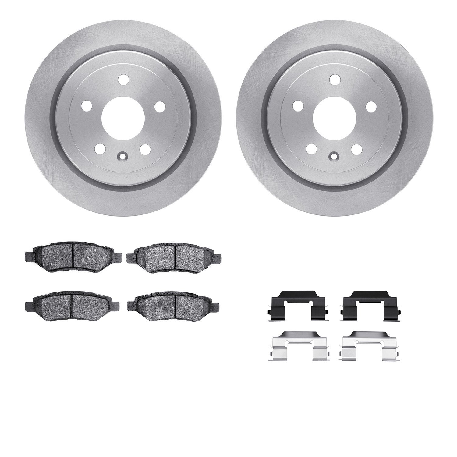 6312-46047 Brake Rotors with 3000-Series Ceramic Brake Pads Kit with Hardware, 2008-2015 GM, Position: Rear