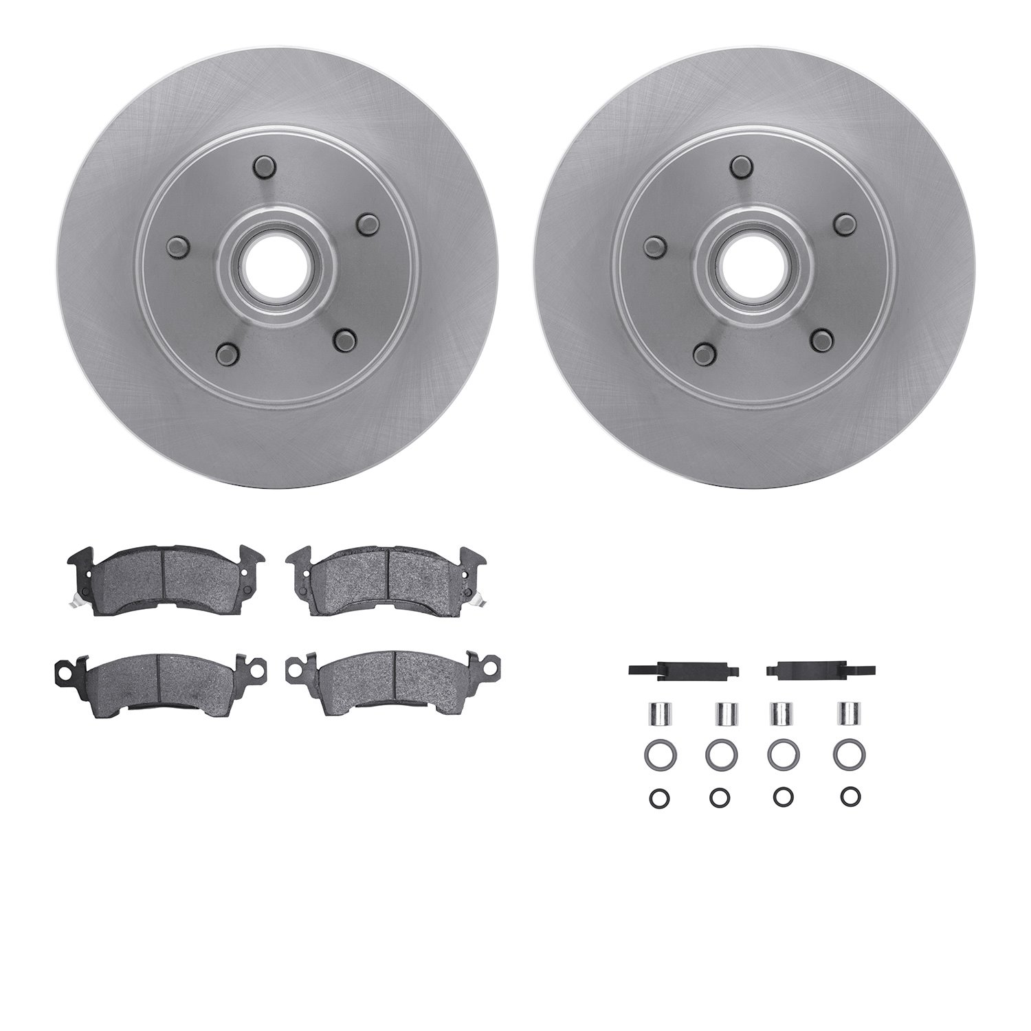 6312-47005 Brake Rotors with 3000-Series Ceramic Brake Pads Kit with Hardware, 1970-1981 GM, Position: Front