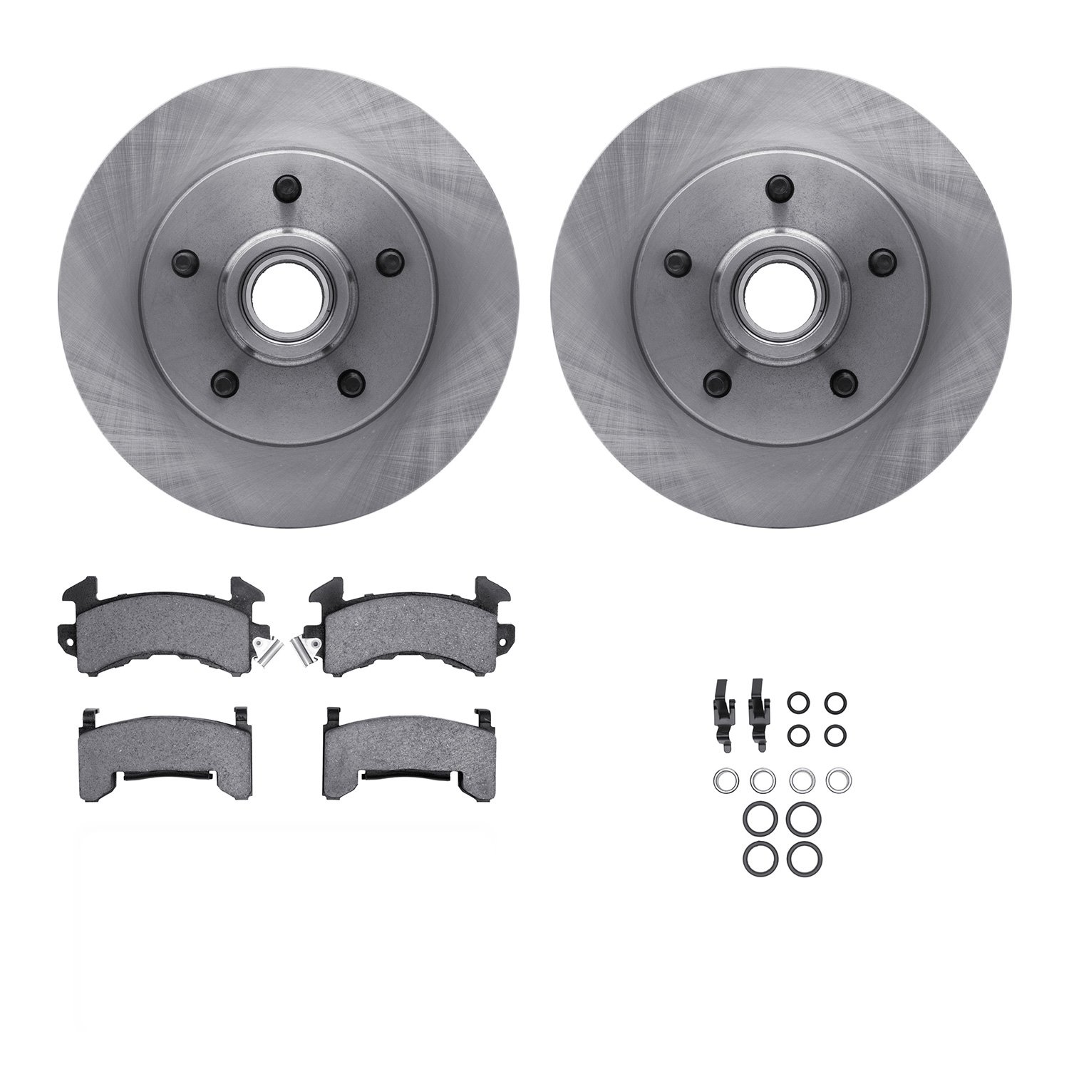 6312-47014 Brake Rotors with 3000-Series Ceramic Brake Pads Kit with Hardware, 1979-1981 GM, Position: Front
