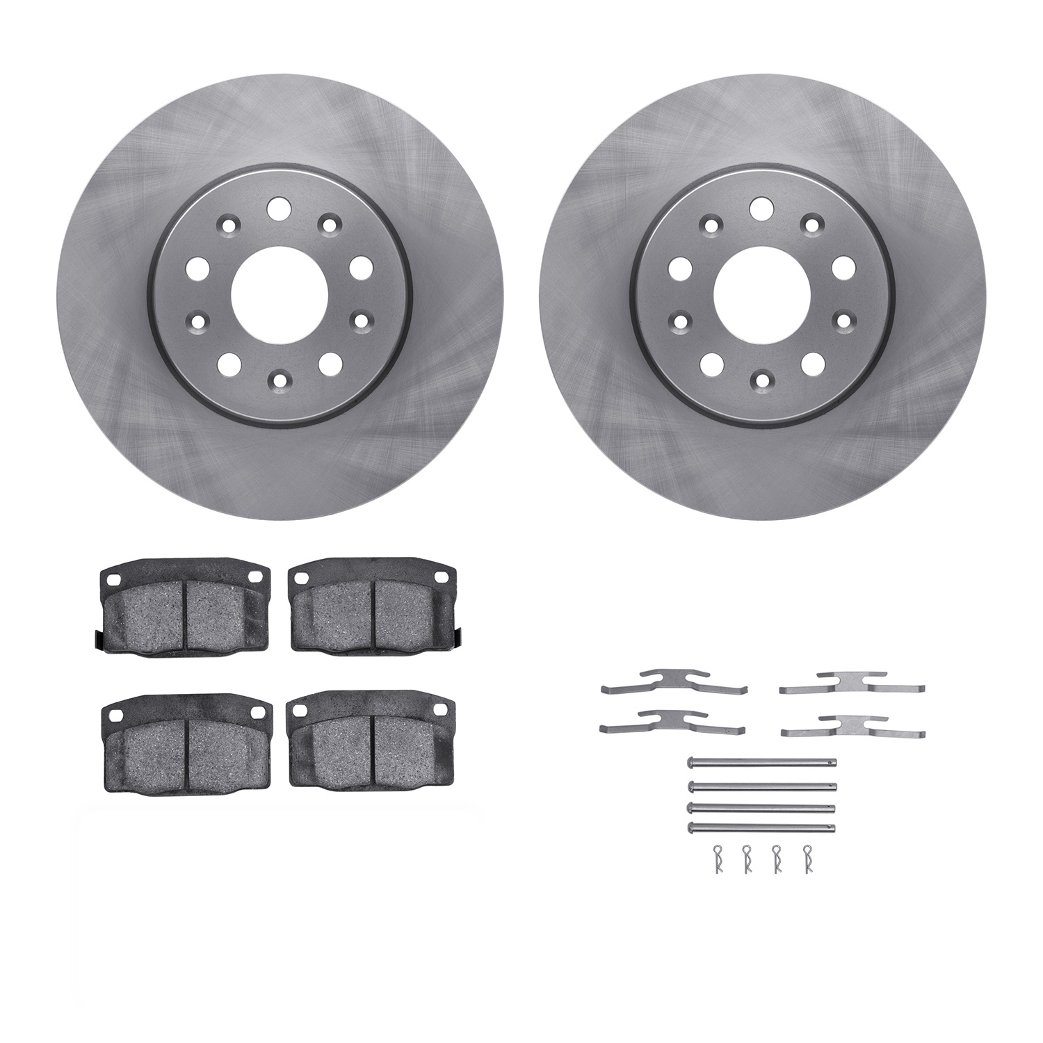 6312-47029 Brake Rotors with 3000-Series Ceramic Brake Pads Kit with Hardware, 1988-1993 GM, Position: Front