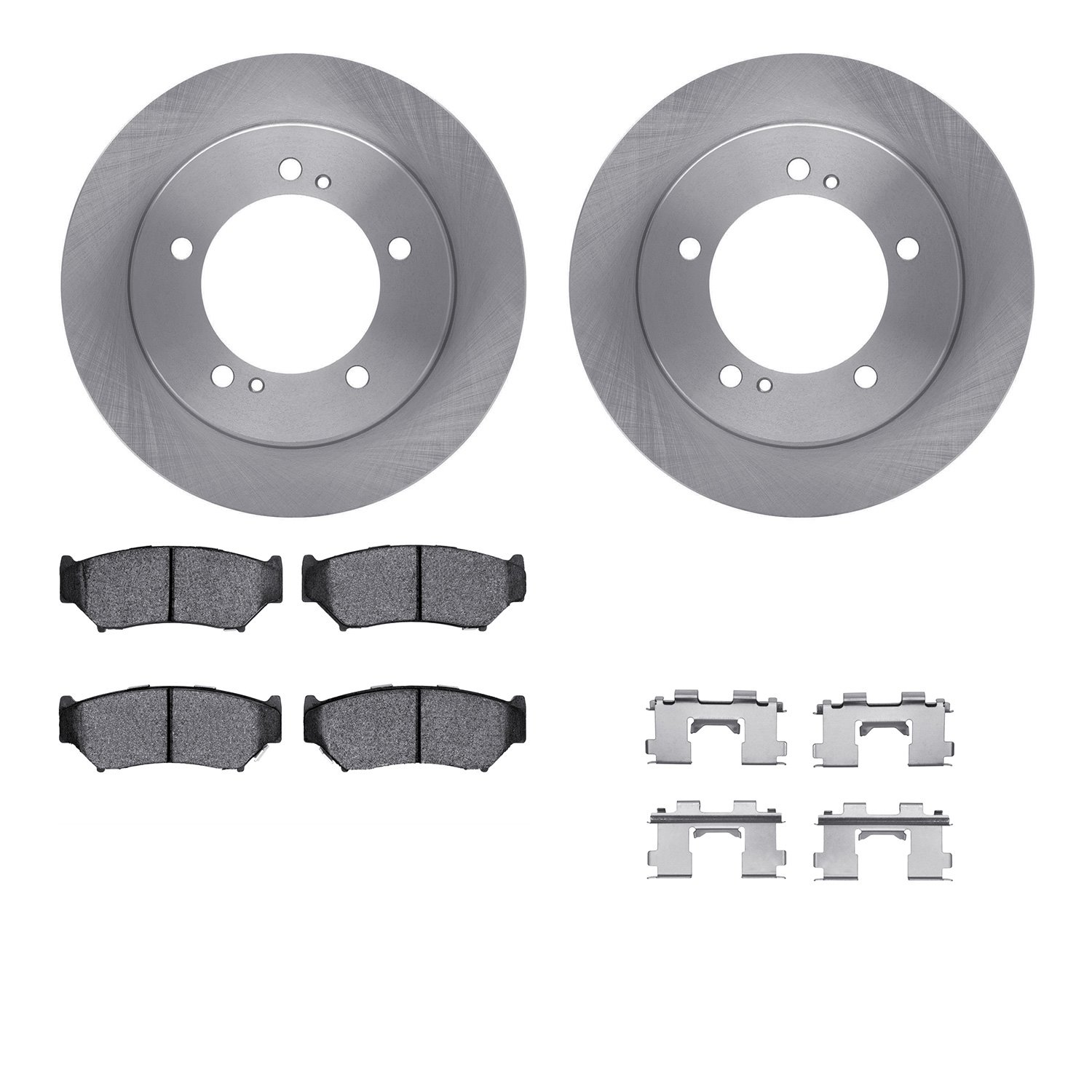 6312-47039 Brake Rotors with 3000-Series Ceramic Brake Pads Kit with Hardware, 1999-2004 Multiple Makes/Models, Position: Front