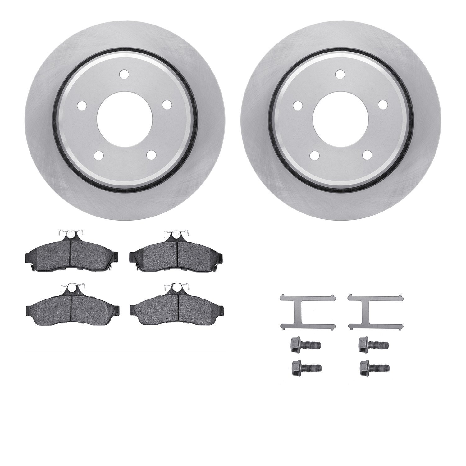 6312-47042 Brake Rotors with 3000-Series Ceramic Brake Pads Kit with Hardware, 1994-1996 GM, Position: Rear