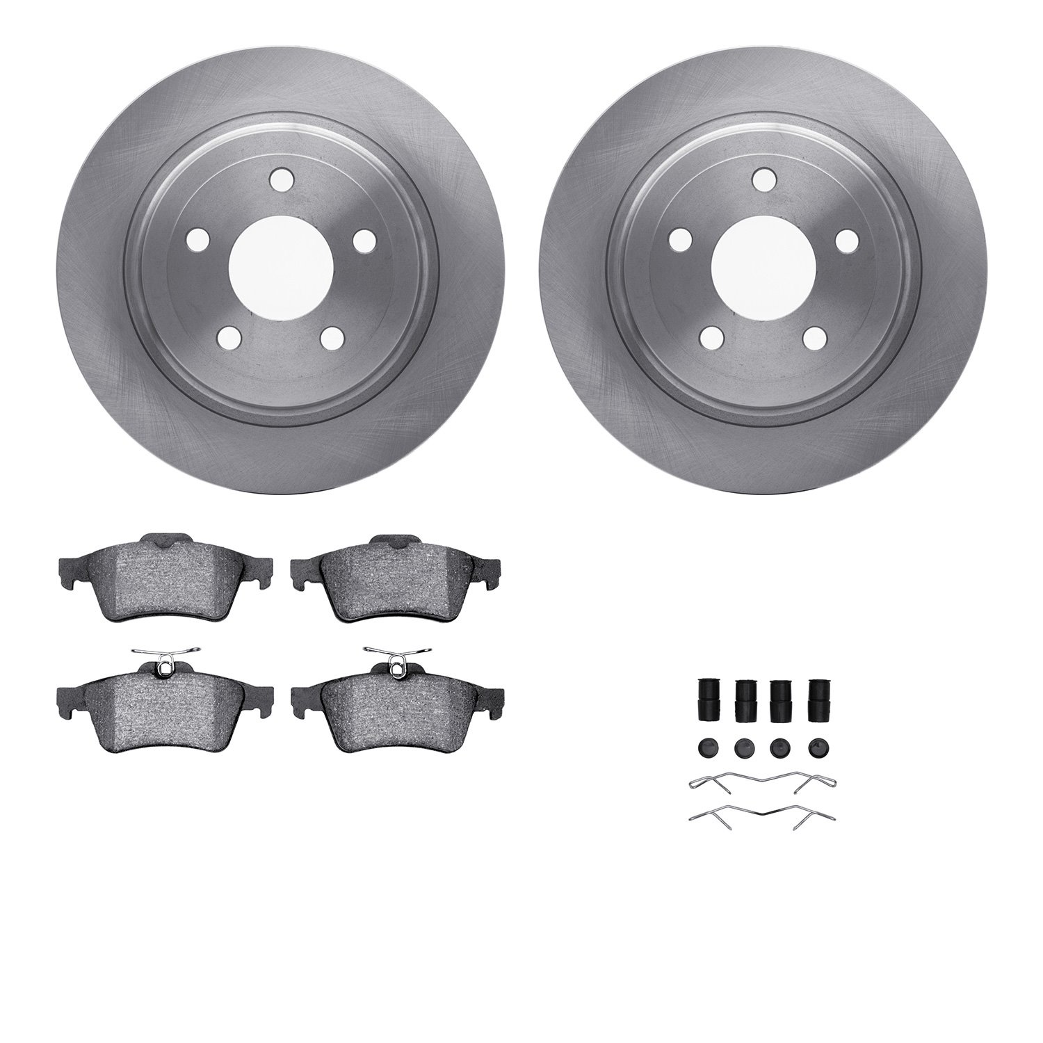 6312-47056 Brake Rotors with 3000-Series Ceramic Brake Pads Kit with Hardware, 2008-2010 GM, Position: Rear