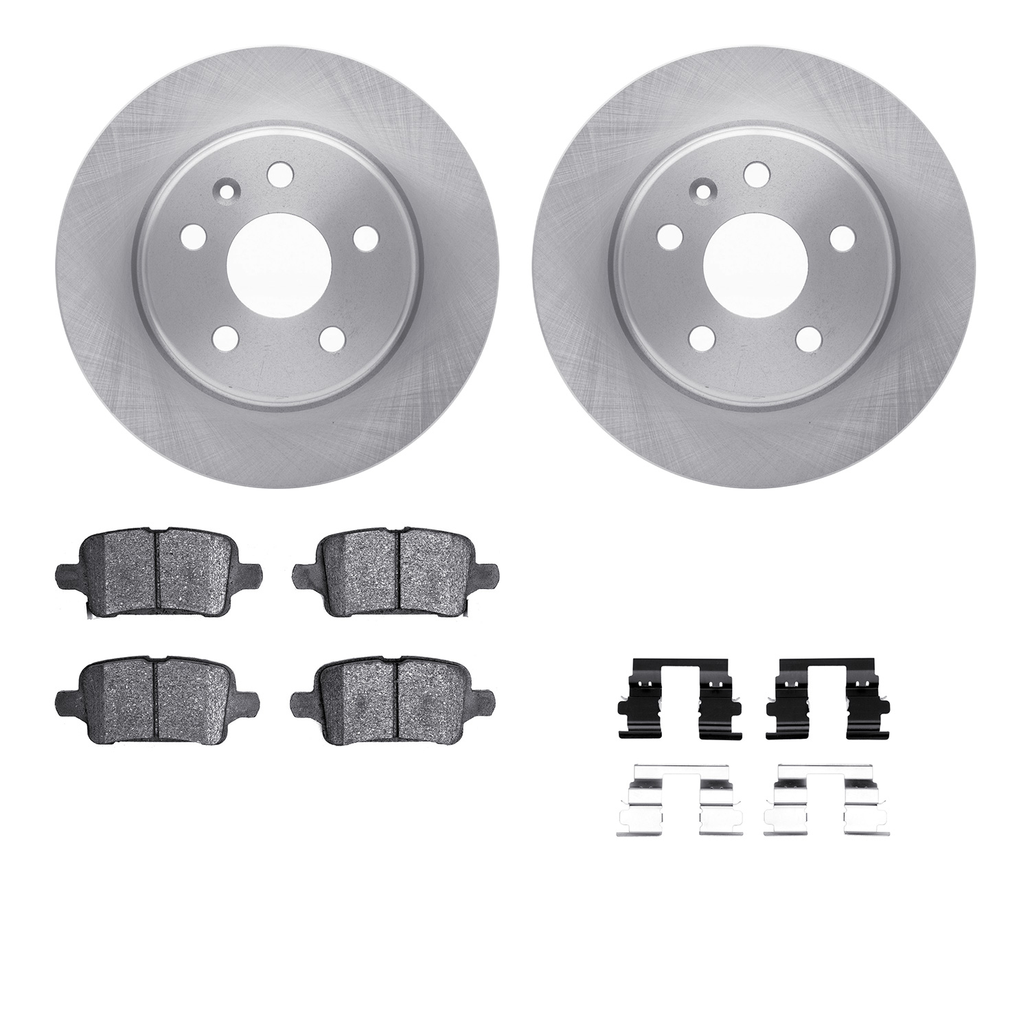 6312-47073 Brake Rotors with 3000-Series Ceramic Brake Pads Kit with Hardware, Fits Select GM, Position: Rear