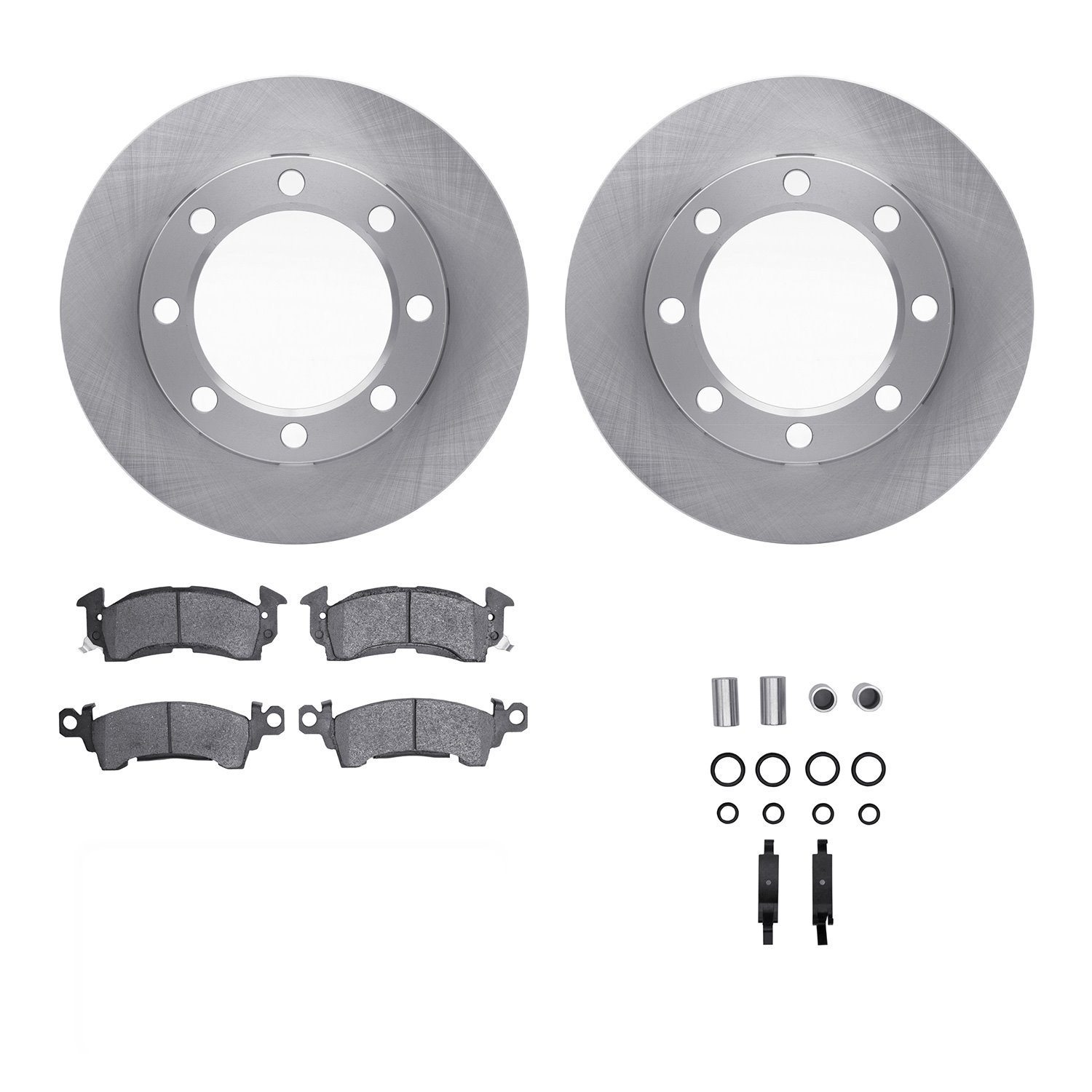 6312-48001 Brake Rotors with 3000-Series Ceramic Brake Pads Kit with Hardware, 1971-1973 GM, Position: Front