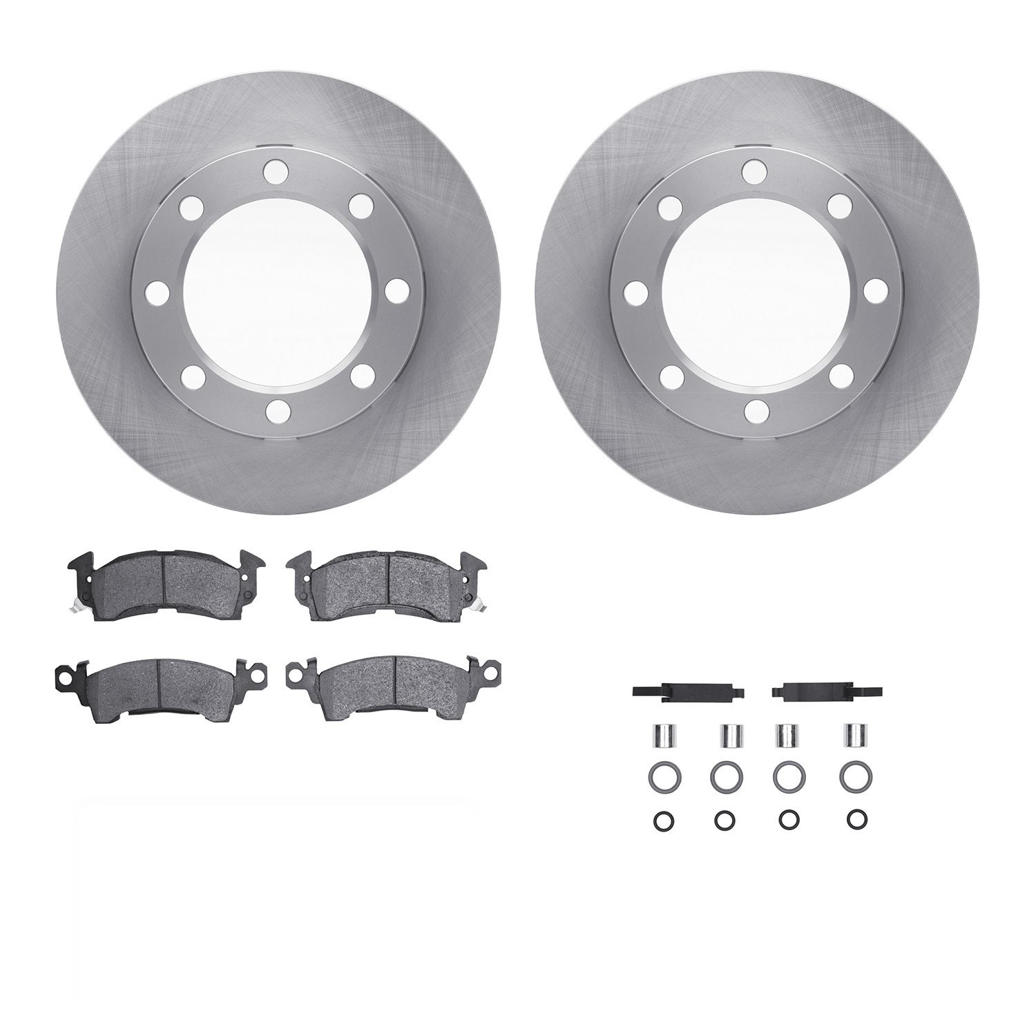 6312-48008 Brake Rotors with 3000-Series Ceramic Brake Pads Kit with Hardware, 1971-1988 Multiple Makes/Models, Position: Front