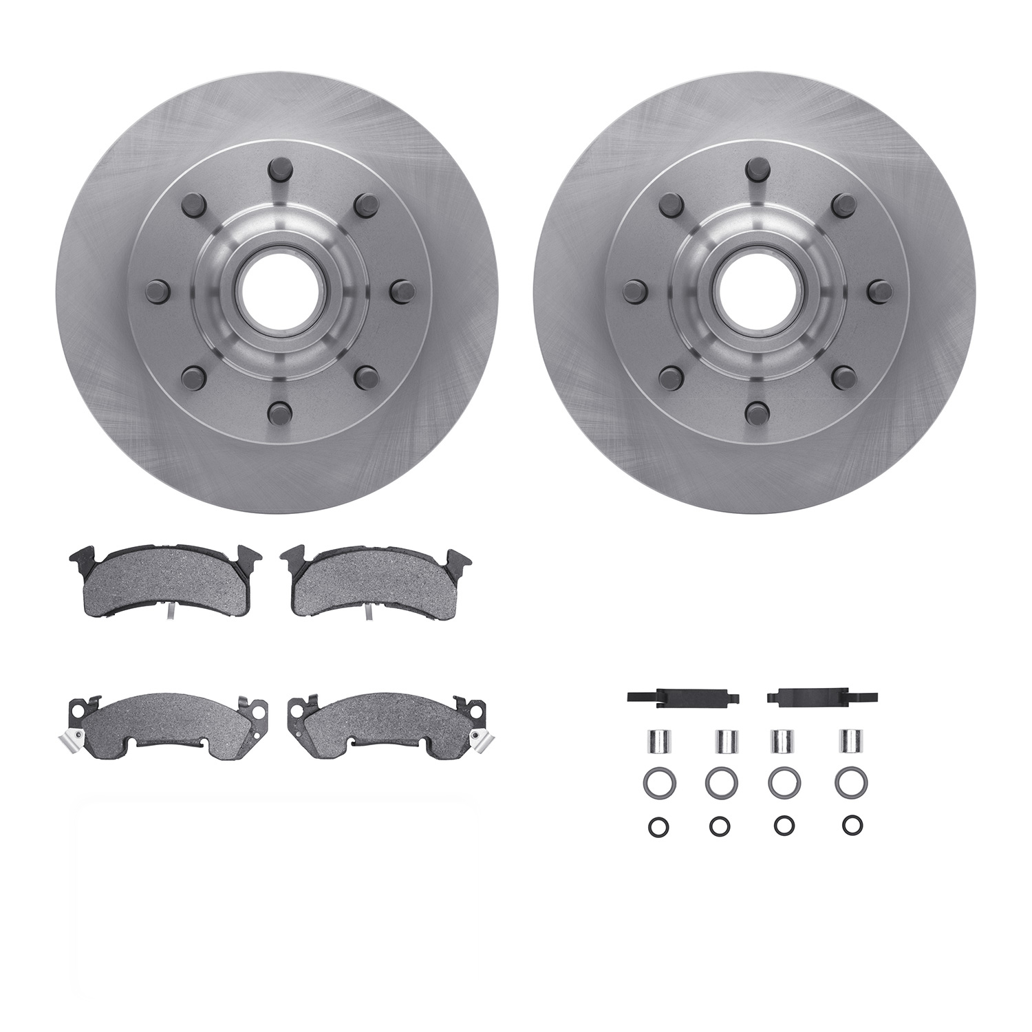 6312-48011 Brake Rotors with 3000-Series Ceramic Brake Pads Kit with Hardware, 1993-1995 GM, Position: Front