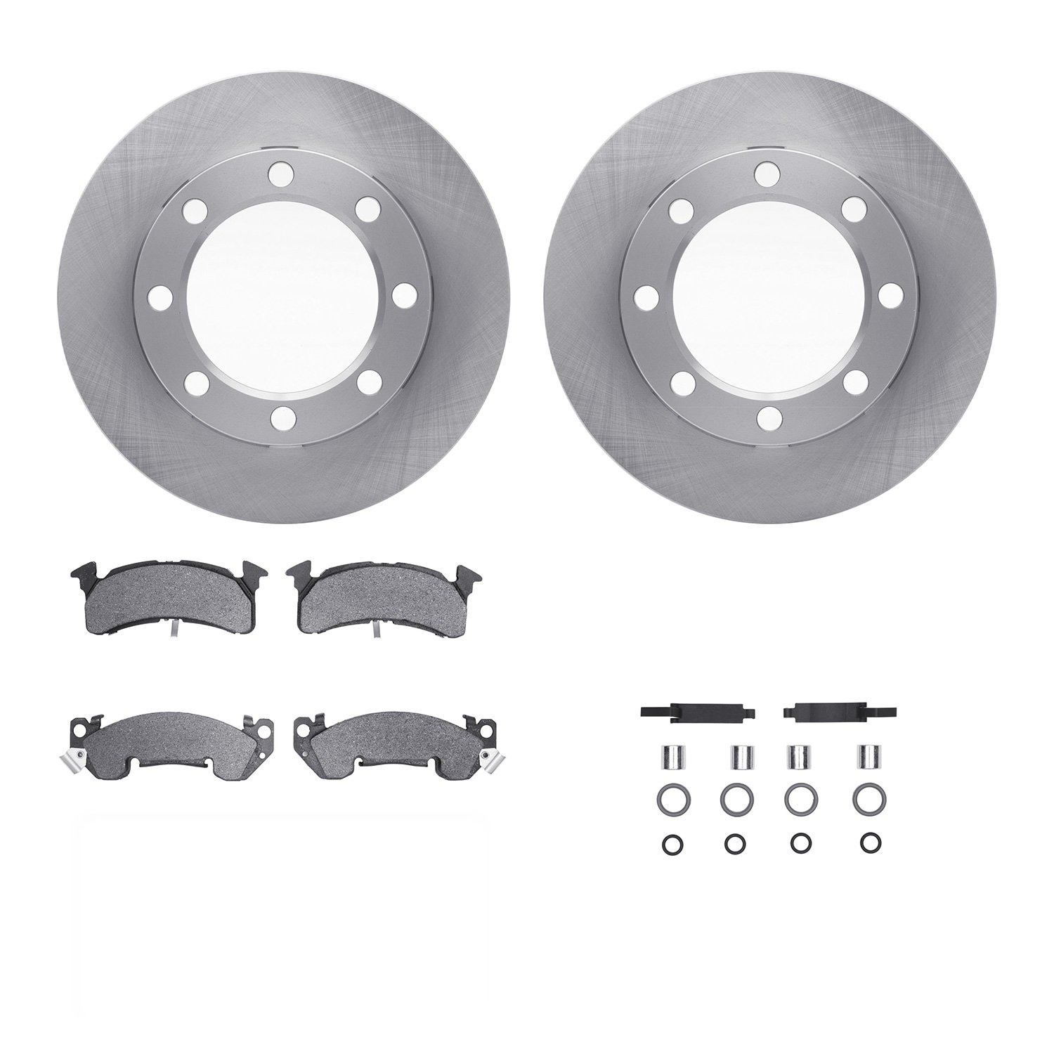 6312-48012 Brake Rotors with 3000-Series Ceramic Brake Pads Kit with Hardware, 1979-1991 GM, Position: Front