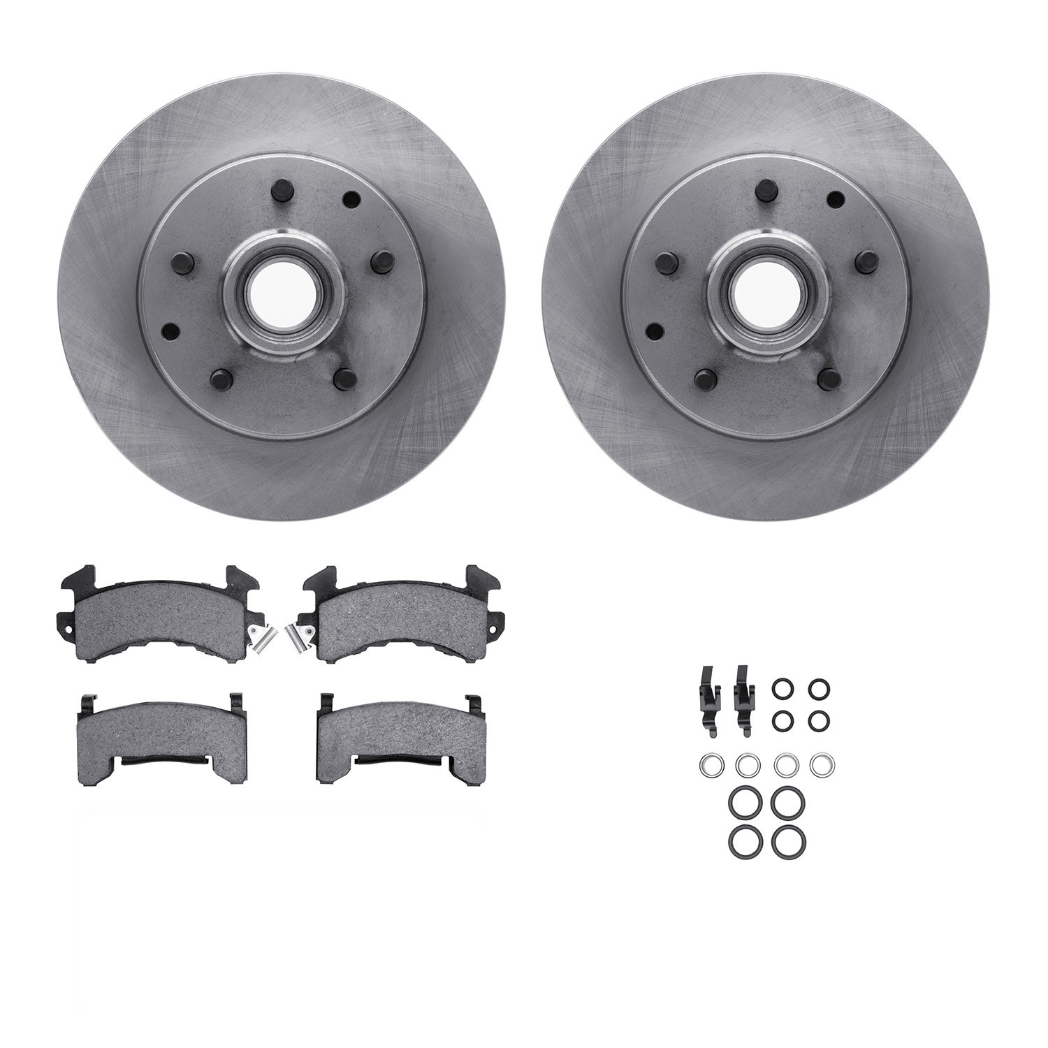 6312-48015 Brake Rotors with 3000-Series Ceramic Brake Pads Kit with Hardware, 1991-2003 GM, Position: Front