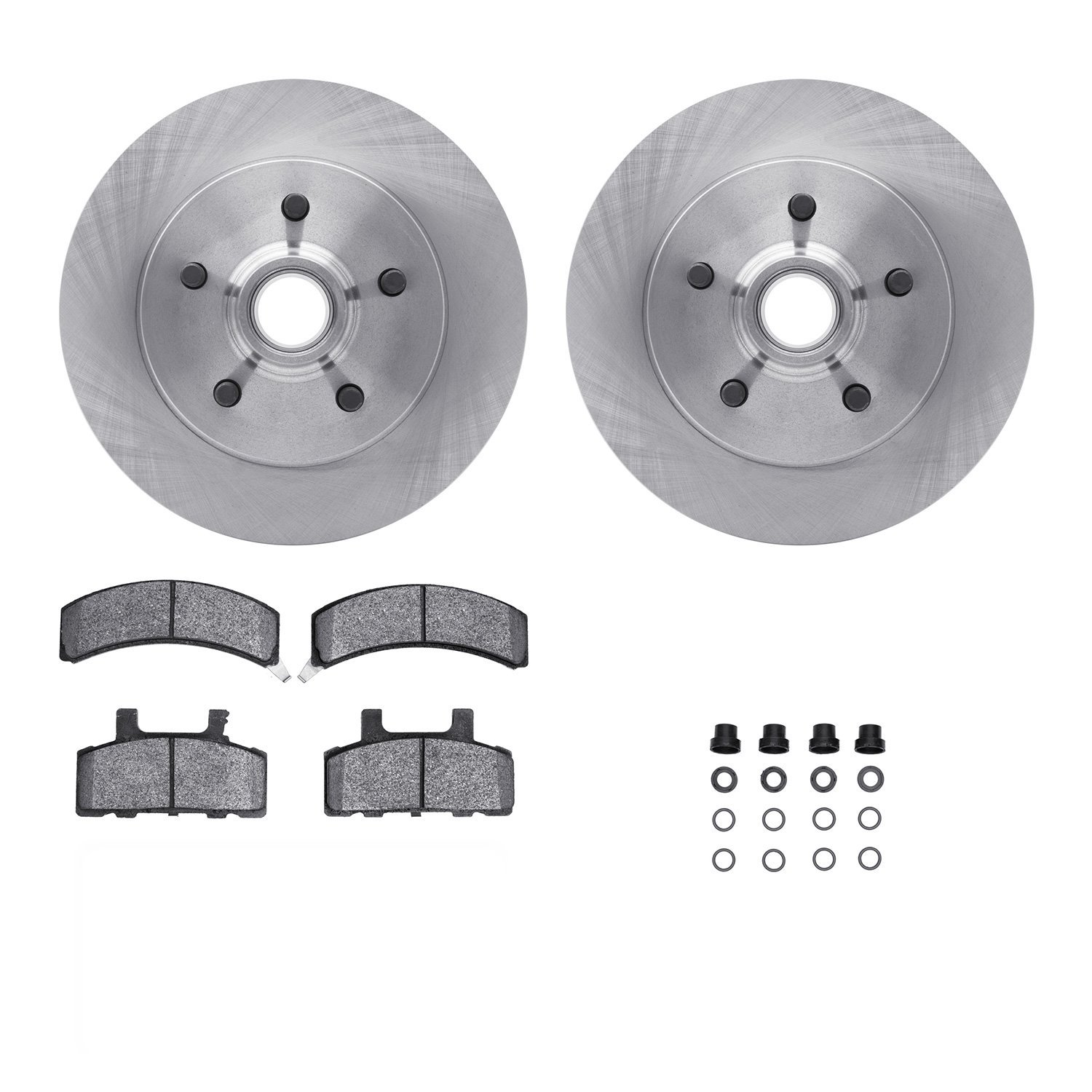 6312-48018 Brake Rotors with 3000-Series Ceramic Brake Pads Kit with Hardware, 1988-1991 GM, Position: Front