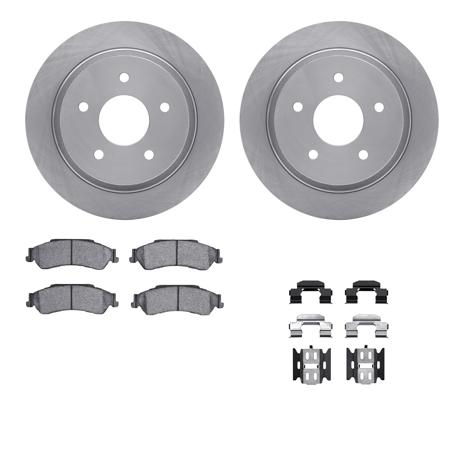 6312-48035 Brake Rotors with 3000-Series Ceramic Brake Pads Kit with Hardware, 1998-2005 GM, Position: Rear