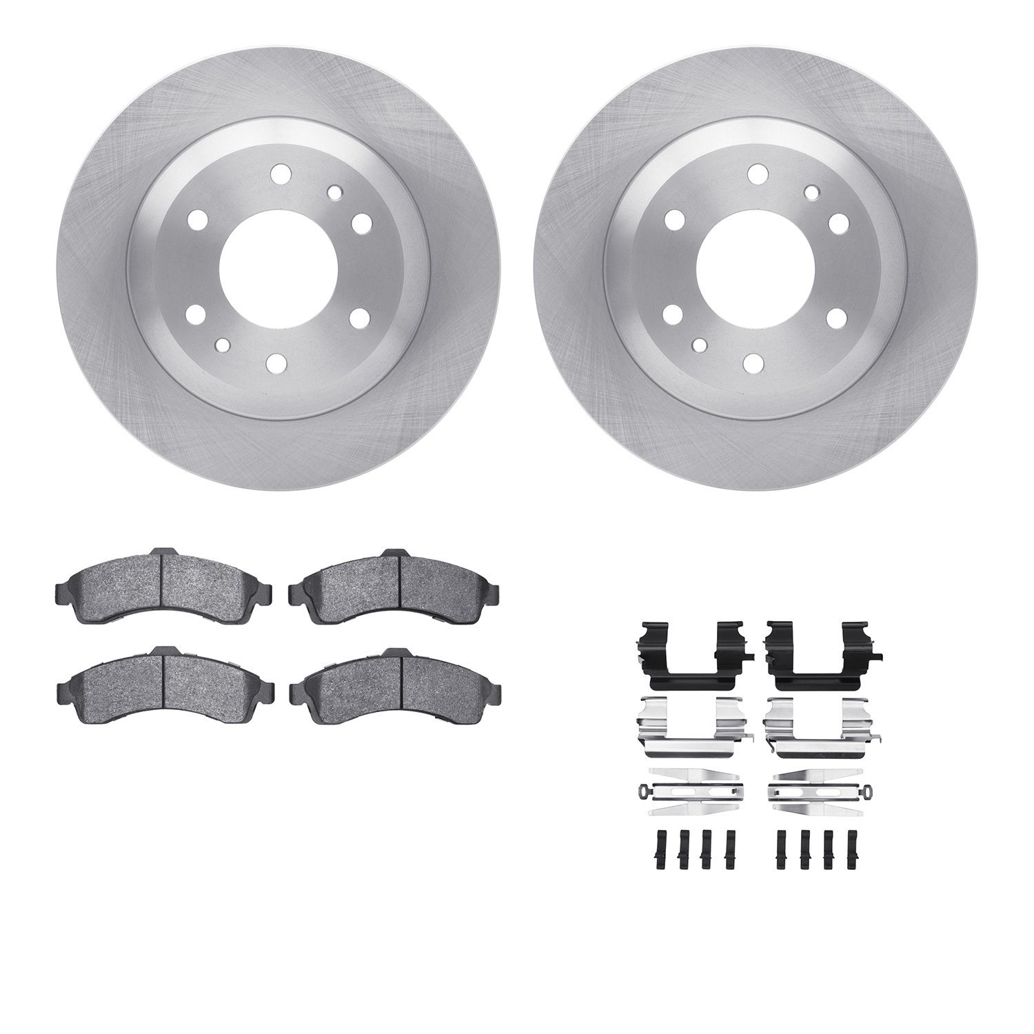 6312-48046 Brake Rotors with 3000-Series Ceramic Brake Pads Kit with Hardware, 2002-2005 GM, Position: Front