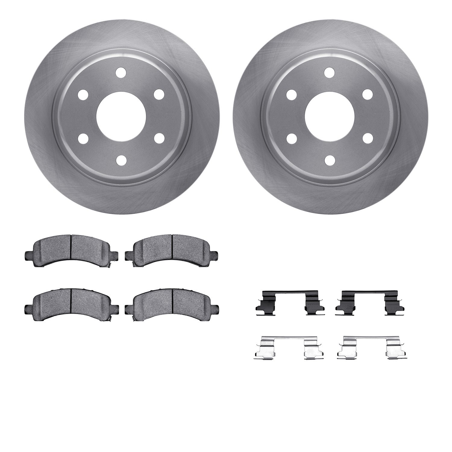 6312-48054 Brake Rotors with 3000-Series Ceramic Brake Pads Kit with Hardware, 2002-2014 GM, Position: Rear