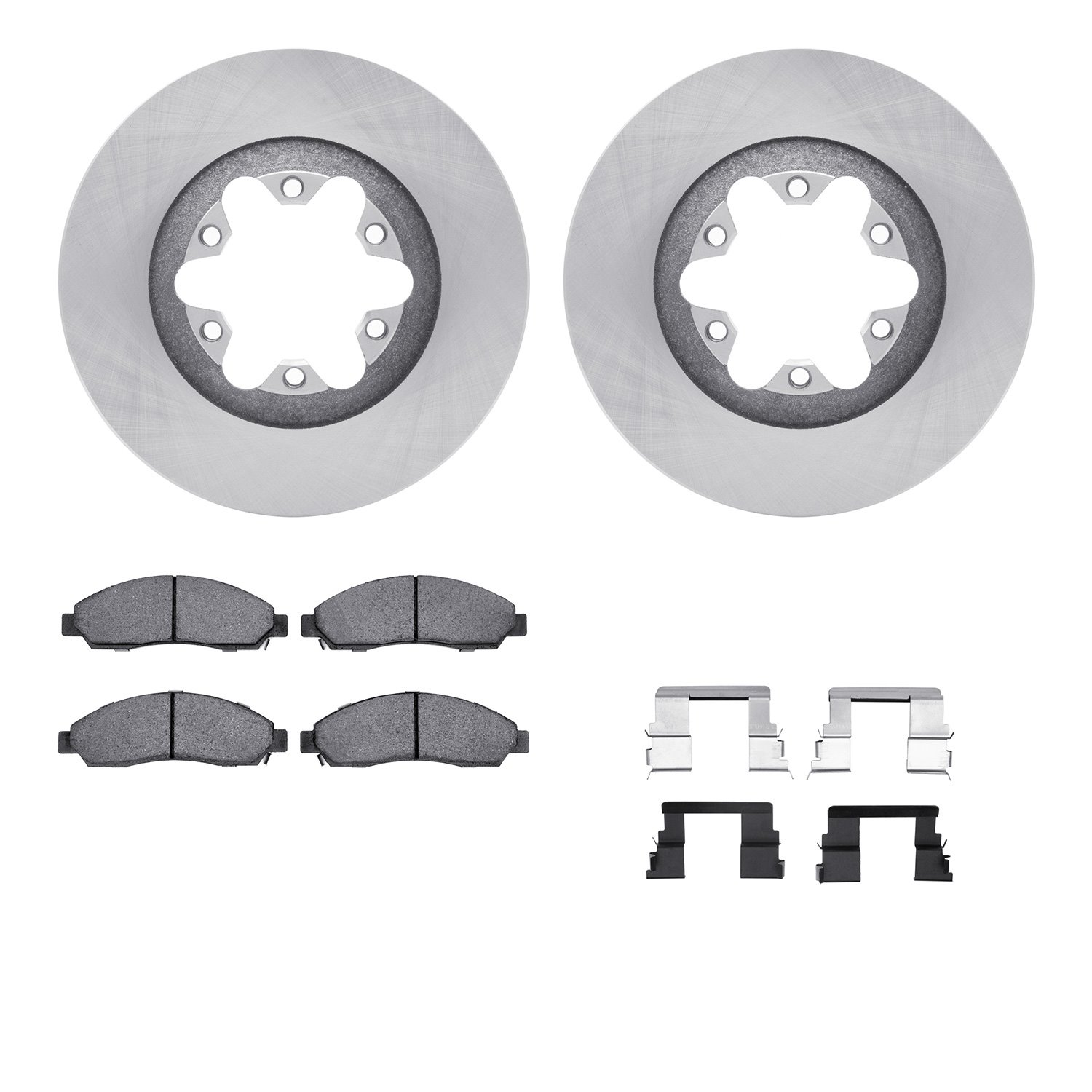6312-48056 Brake Rotors with 3000-Series Ceramic Brake Pads Kit with Hardware, 2004-2008 GM, Position: Front