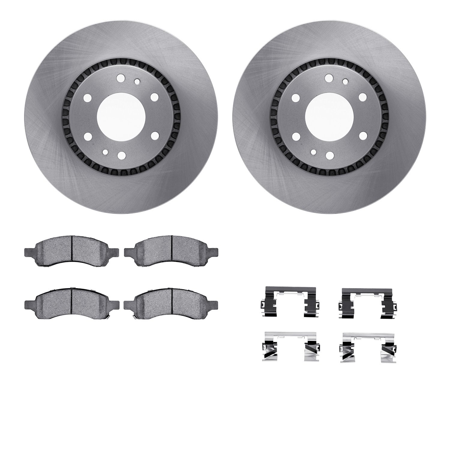6312-48058 Brake Rotors with 3000-Series Ceramic Brake Pads Kit with Hardware, 2006-2009 GM, Position: Front
