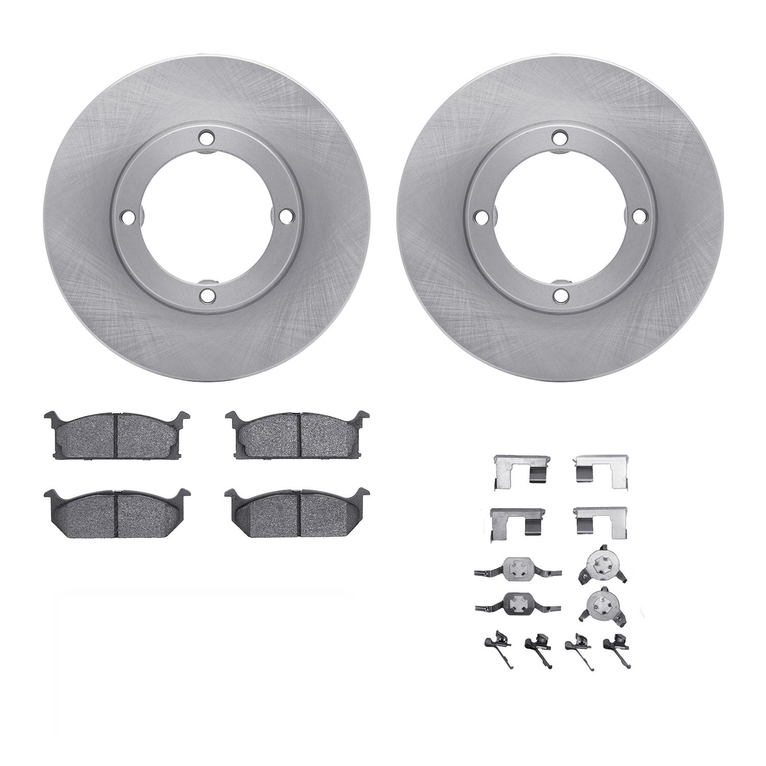 6312-50001 Brake Rotors with 3000-Series Ceramic Brake Pads Kit with Hardware, 1985-1988 Multiple Makes/Models, Position: Front