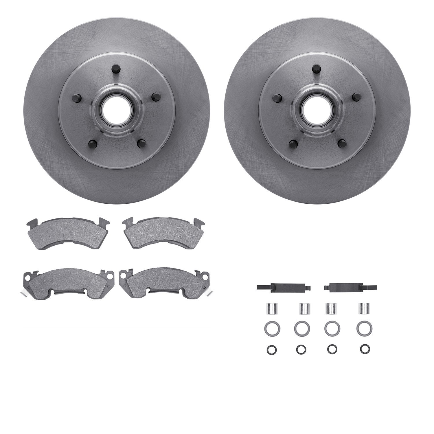 6312-51002 Brake Rotors with 3000-Series Ceramic Brake Pads Kit with Hardware, 1991-1996 GM, Position: Front