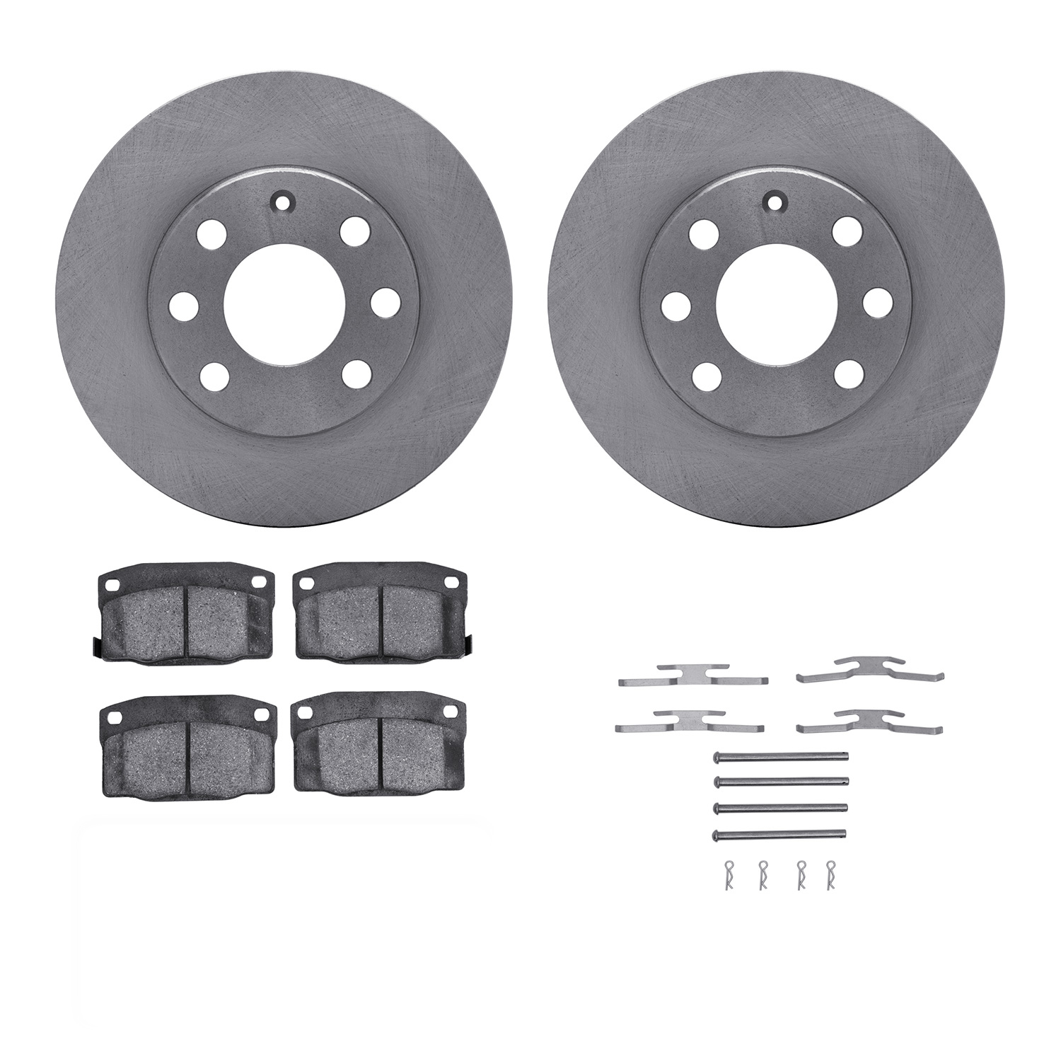 6312-52004 Brake Rotors with 3000-Series Ceramic Brake Pads Kit with Hardware, 1988-1989 GM, Position: Front