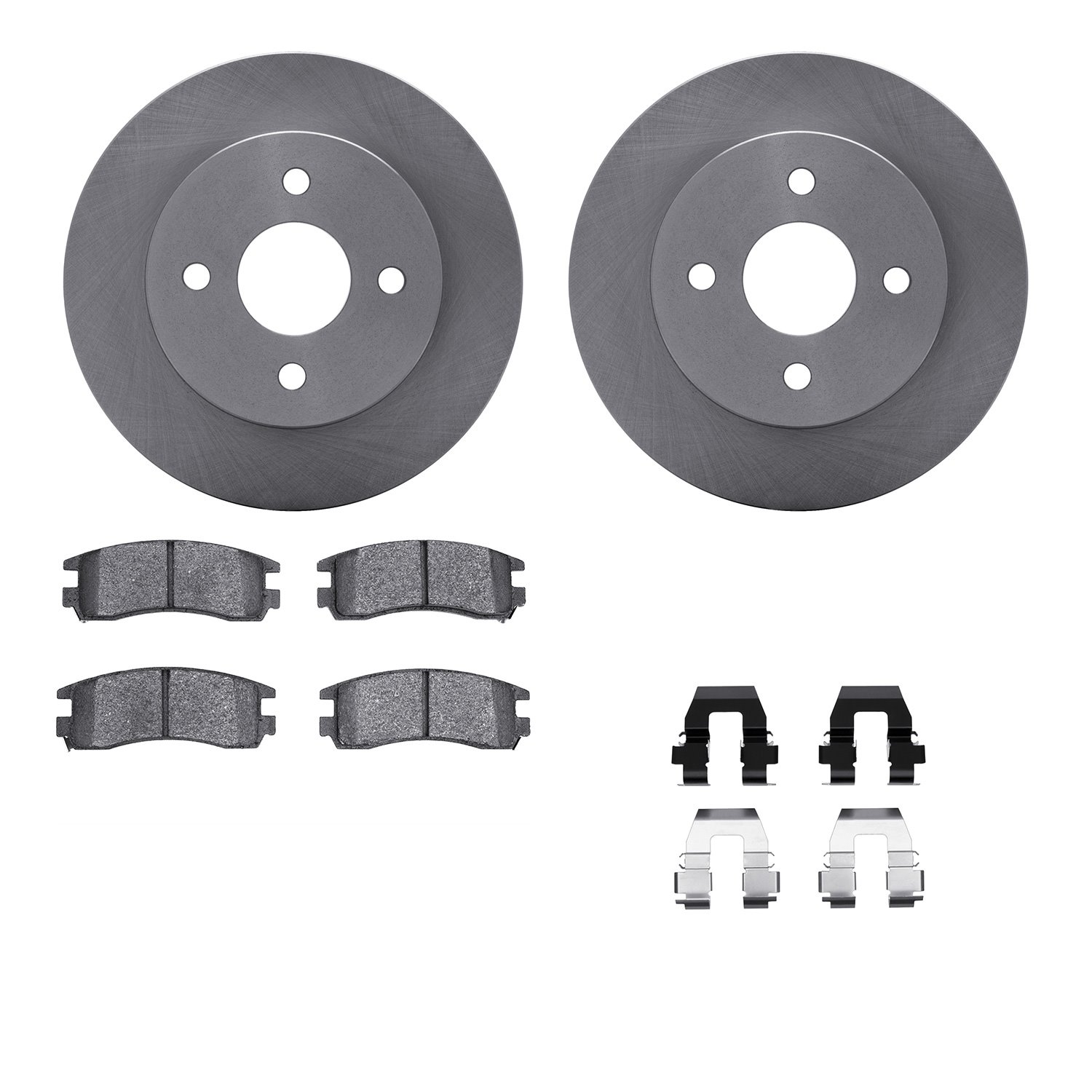 6312-53002 Brake Rotors with 3000-Series Ceramic Brake Pads Kit with Hardware, 1991-1998 GM, Position: Rear