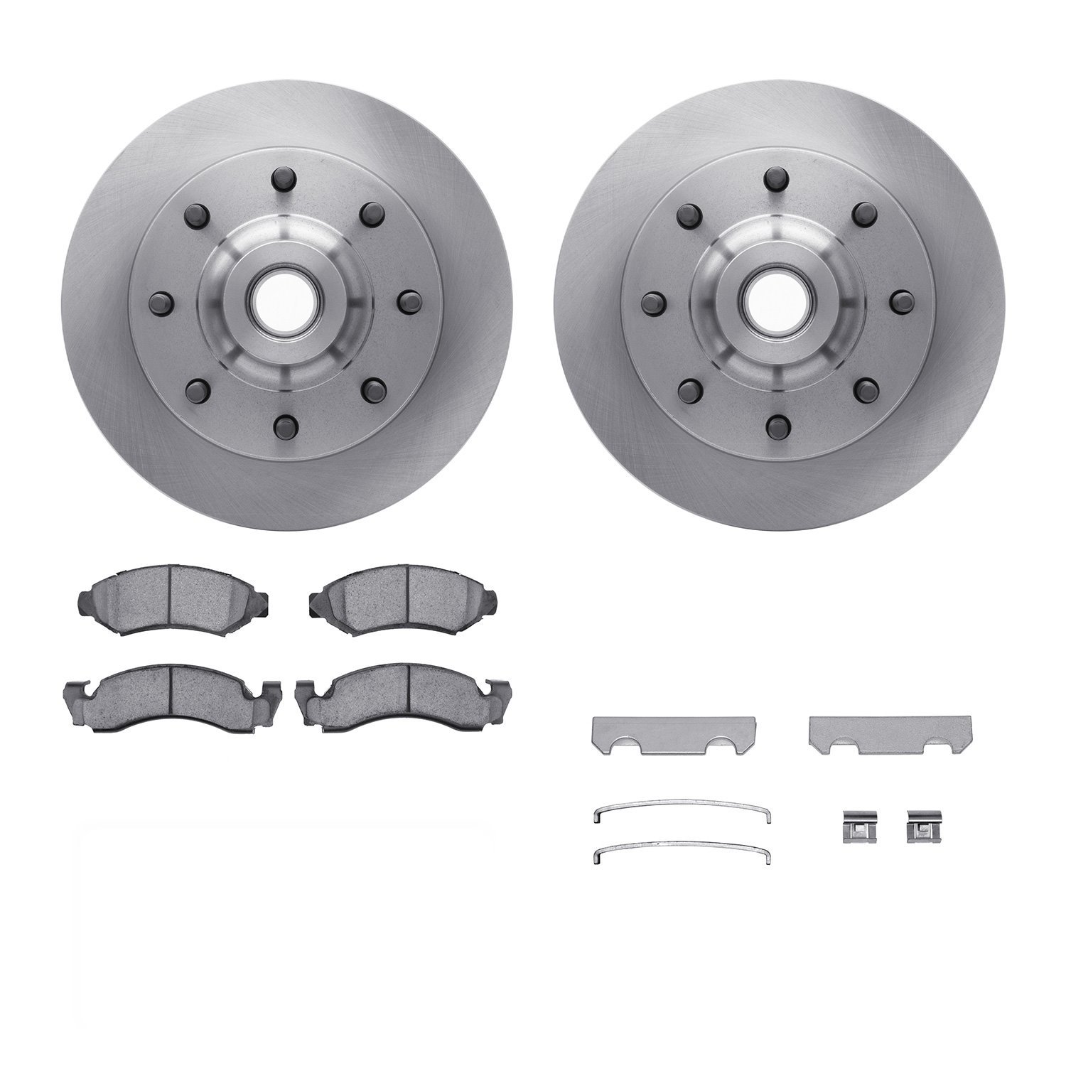 6312-54019 Brake Rotors with 3000-Series Ceramic Brake Pads Kit with Hardware, 1973-1979 Ford/Lincoln/Mercury/Mazda, Position: F