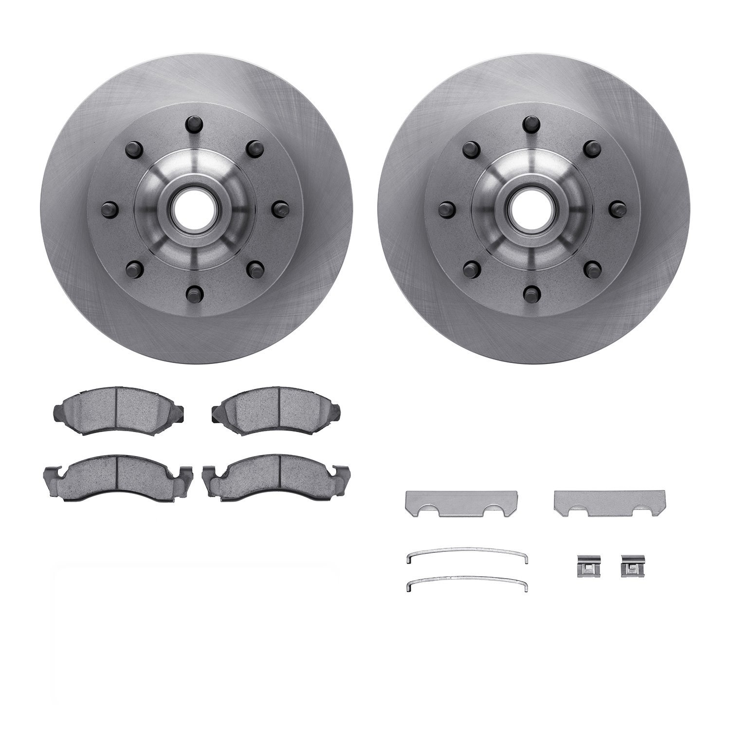 6312-54021 Brake Rotors with 3000-Series Ceramic Brake Pads Kit with Hardware, 1980-1985 Ford/Lincoln/Mercury/Mazda, Position: F