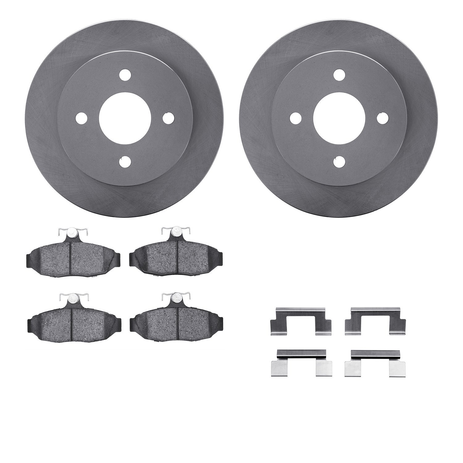 6312-54078 Brake Rotors with 3000-Series Ceramic Brake Pads Kit with Hardware, 1987-1993 Ford/Lincoln/Mercury/Mazda, Position: R