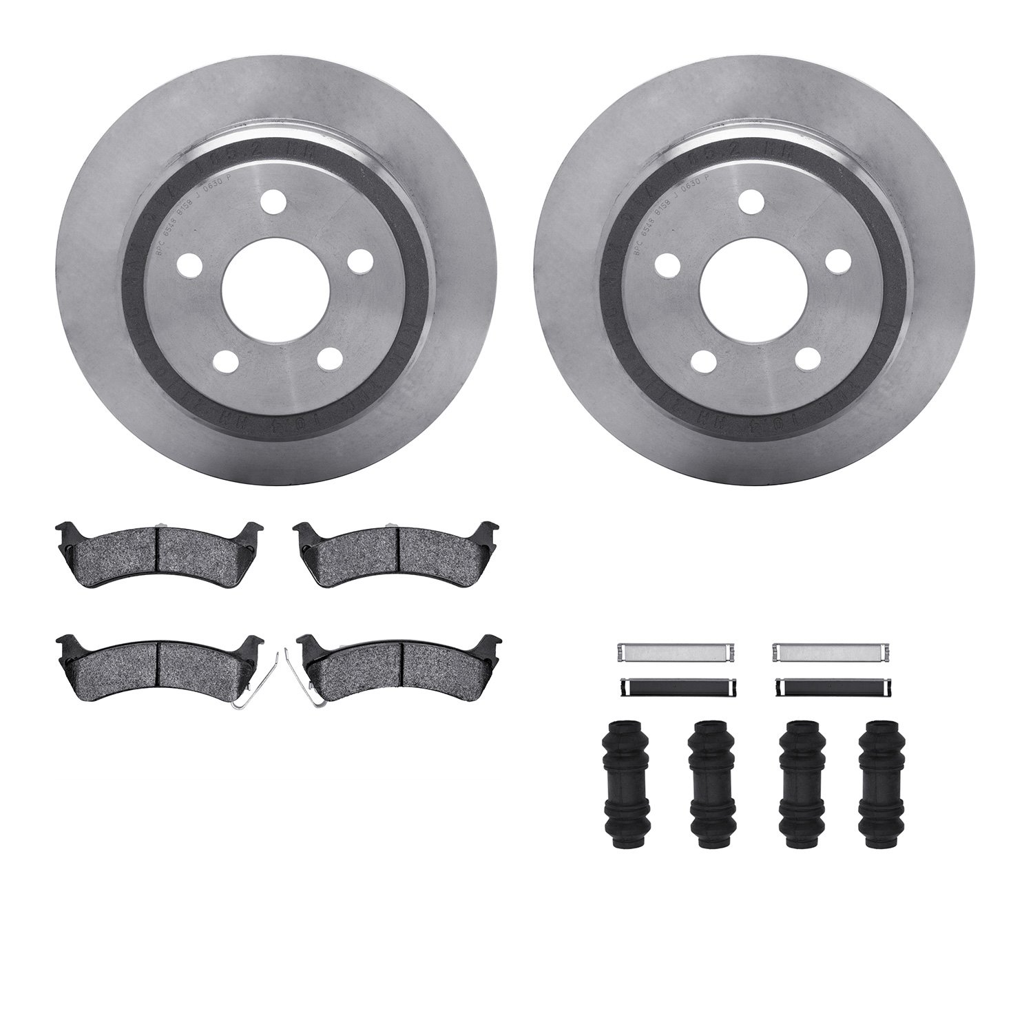 6312-54108 Brake Rotors with 3000-Series Ceramic Brake Pads Kit with Hardware, 1995-2003 Ford/Lincoln/Mercury/Mazda, Position: R