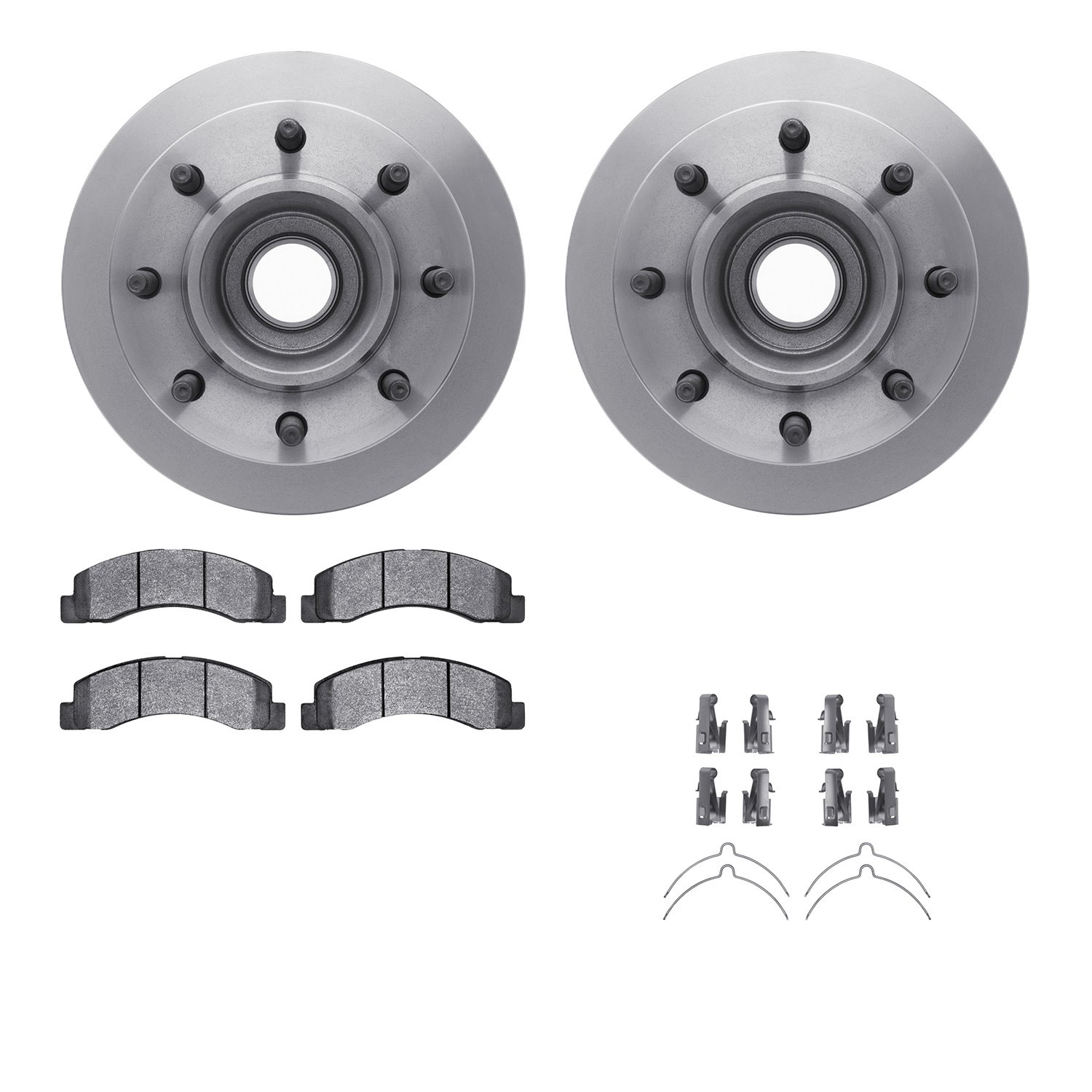 6312-54126 Brake Rotors with 3000-Series Ceramic Brake Pads Kit with Hardware, 1999-2002 Ford/Lincoln/Mercury/Mazda, Position: F